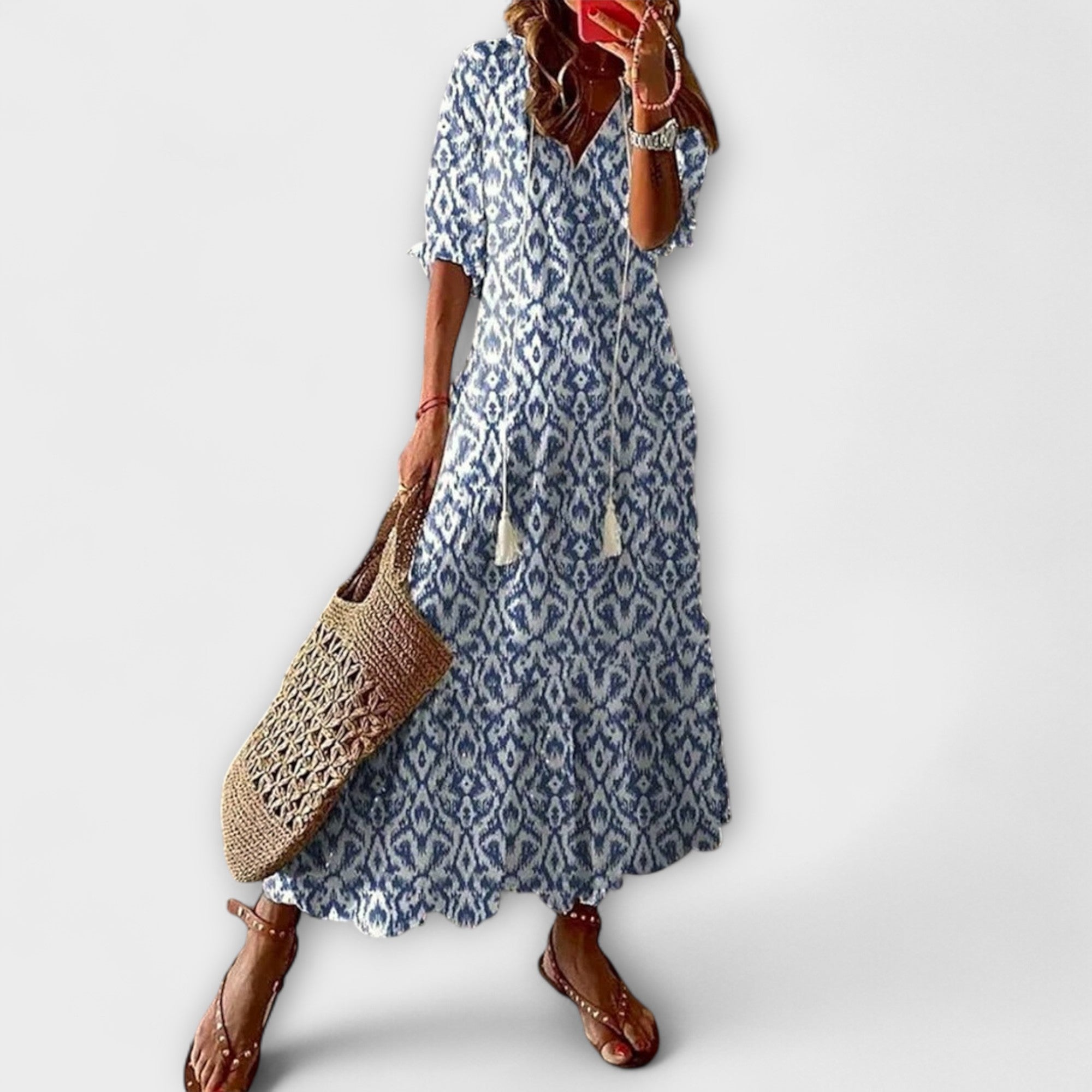 Anna – Dames Bohemian Zomerjurk met Vloeiende Silhouet