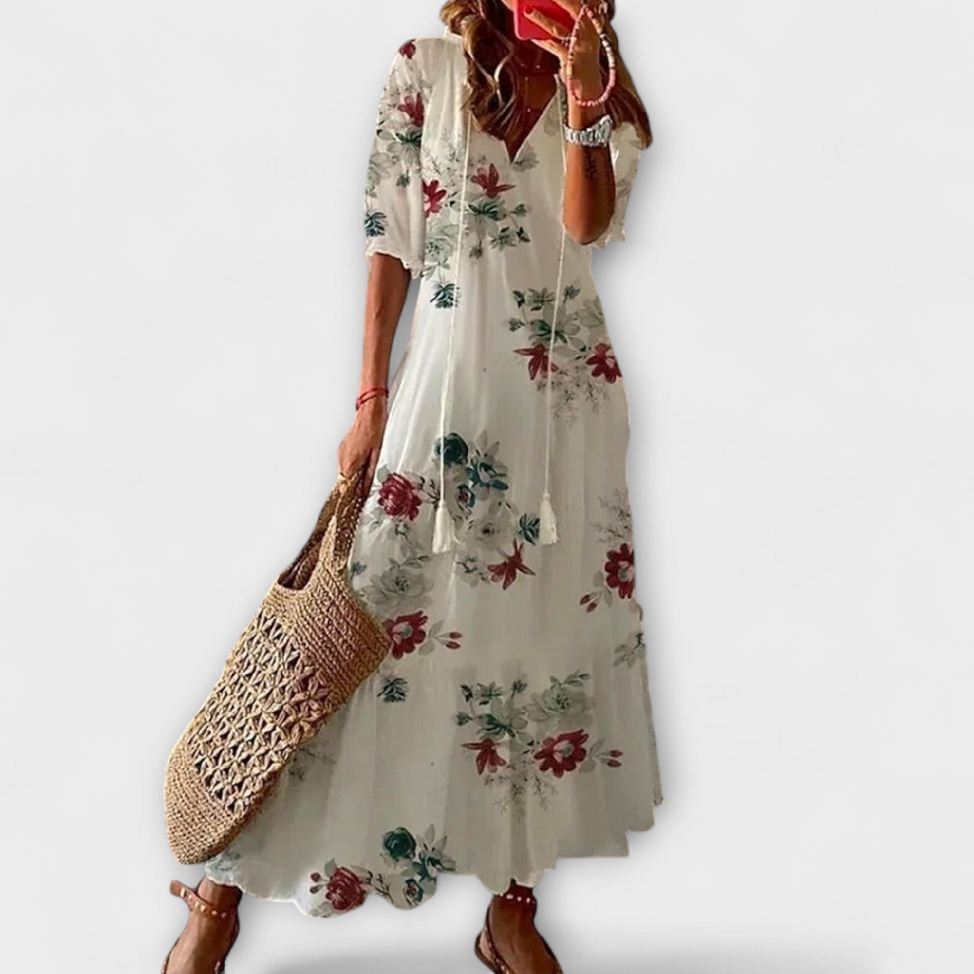 Anna – Dames Bohemian Zomerjurk met Vloeiende Silhouet