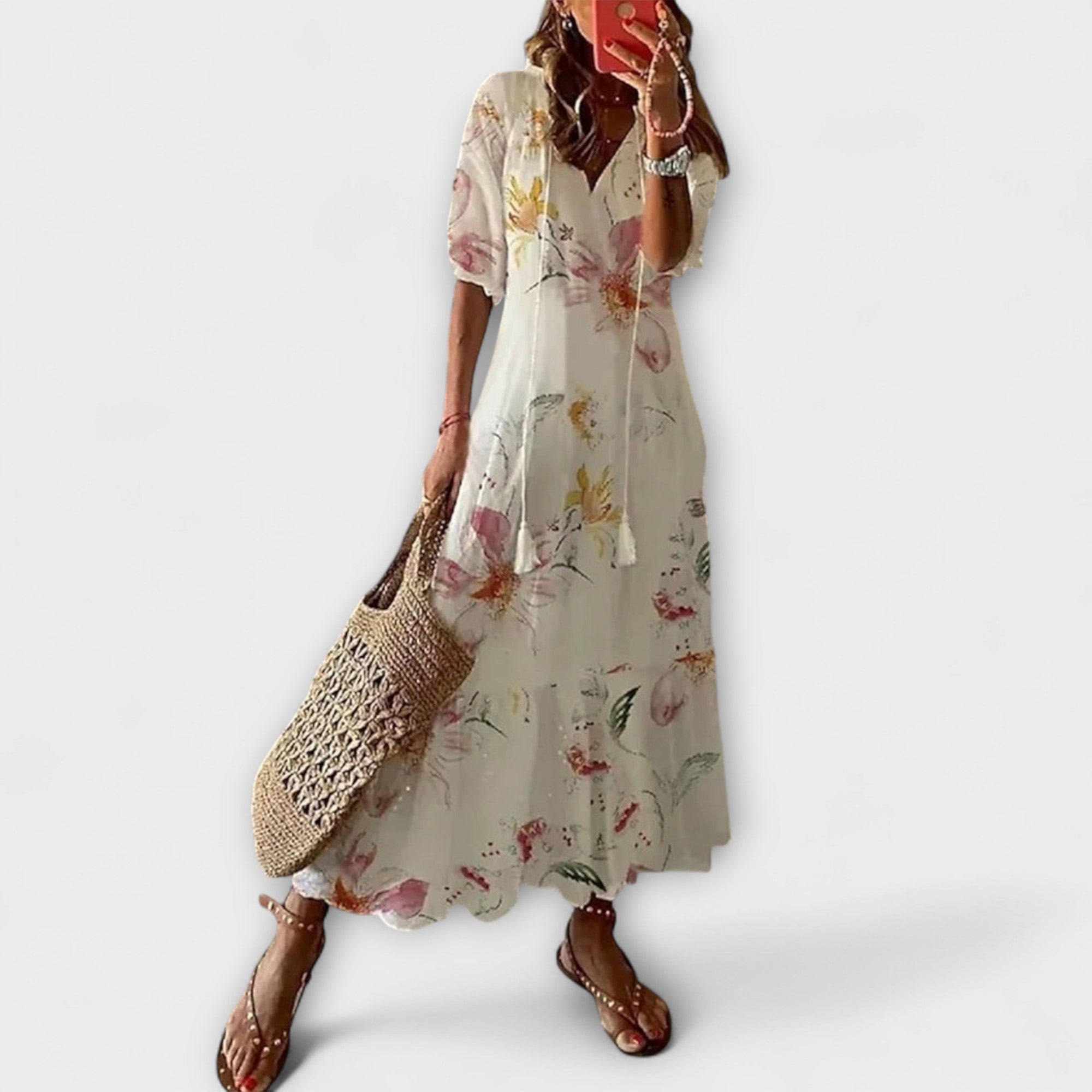 Anna – Dames Bohemian Zomerjurk met Vloeiende Silhouet