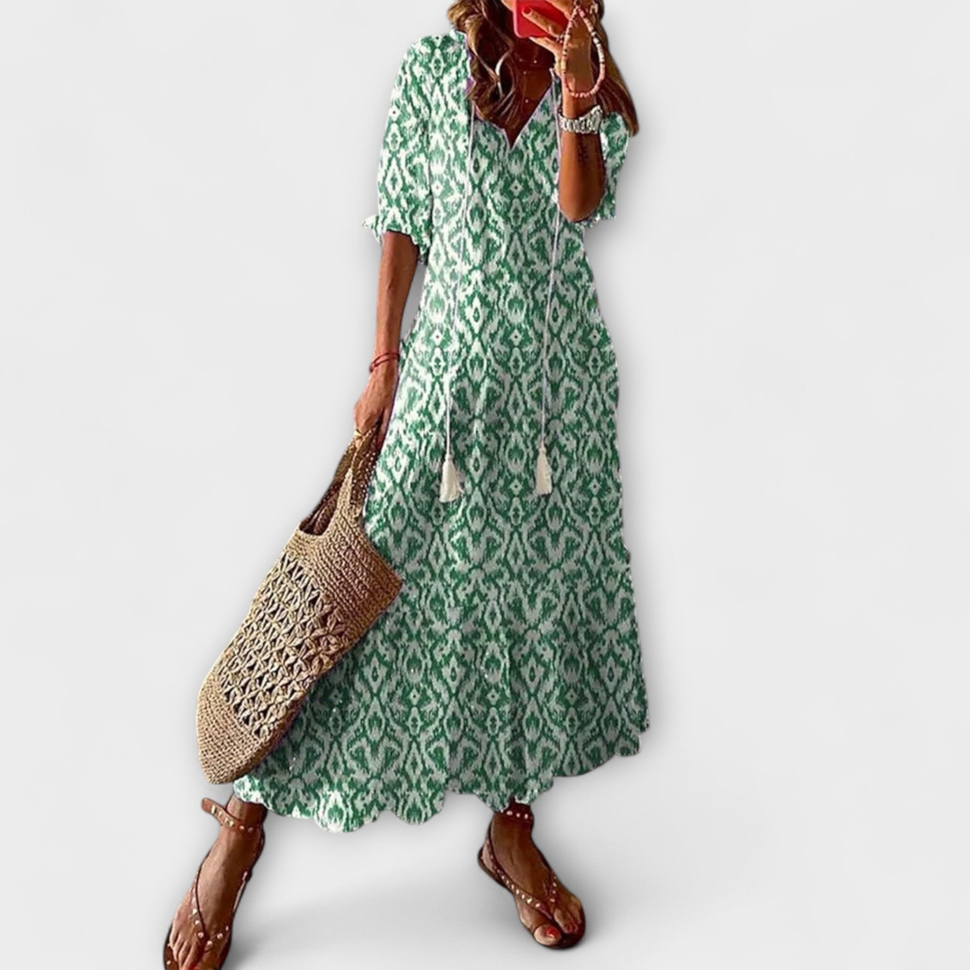 Anna – Dames Bohemian Zomerjurk met Vloeiende Silhouet