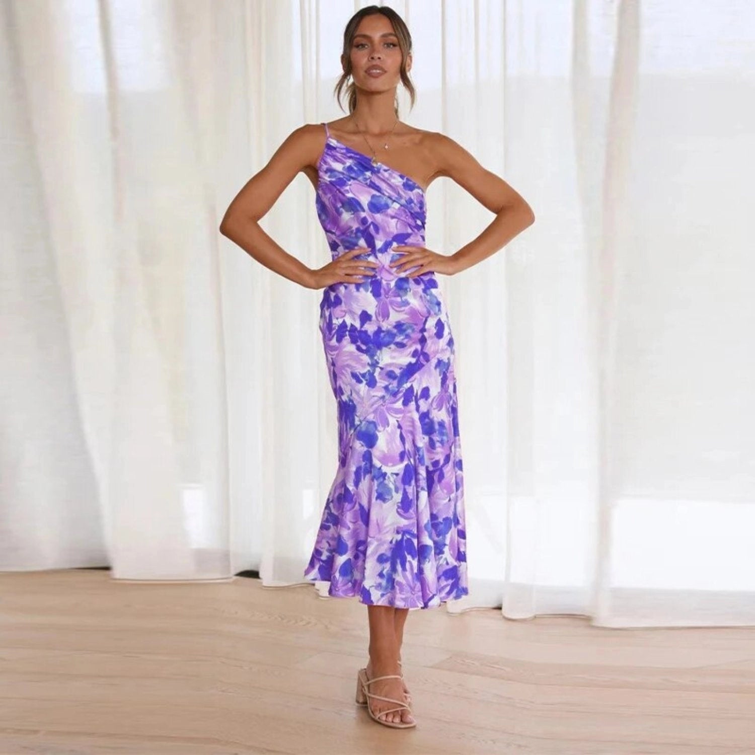 Sienna - Asymmetrische maxi jurk met bloemmotief voor dames