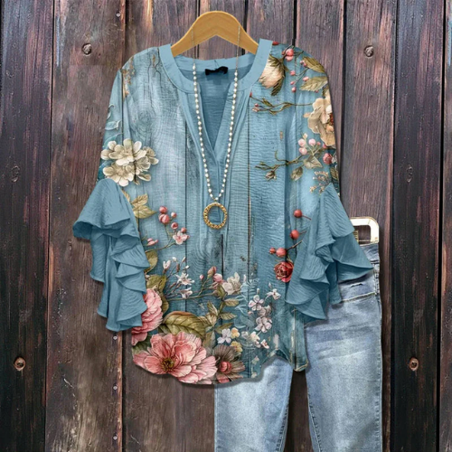 Anja – Blus med blommönster