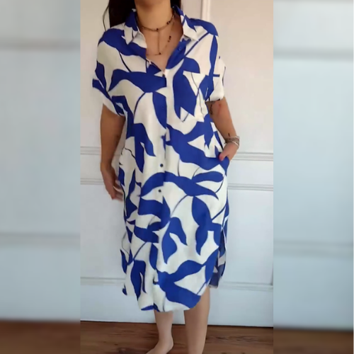 Nora™ – Elegante jurk met abstract bladpatroon