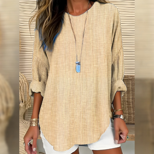Marune™ – Blouse met Fijn Streeppatroon en Relaxte Pasvorm