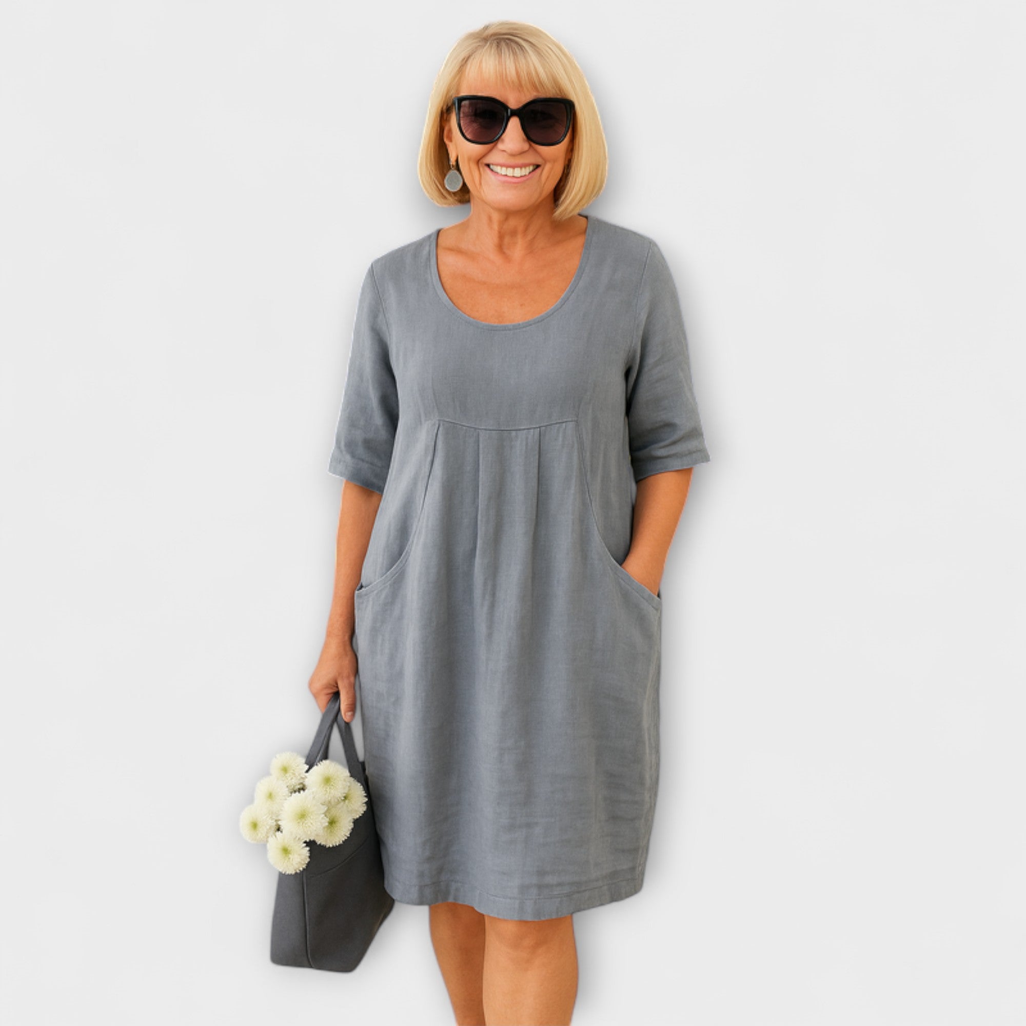 Marley - Casual Linnen Jurk met Zakken