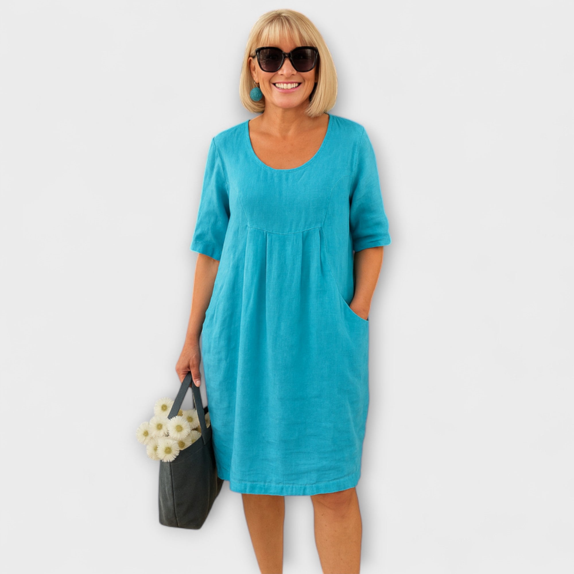 Marley - Casual Linnen Jurk met Zakken