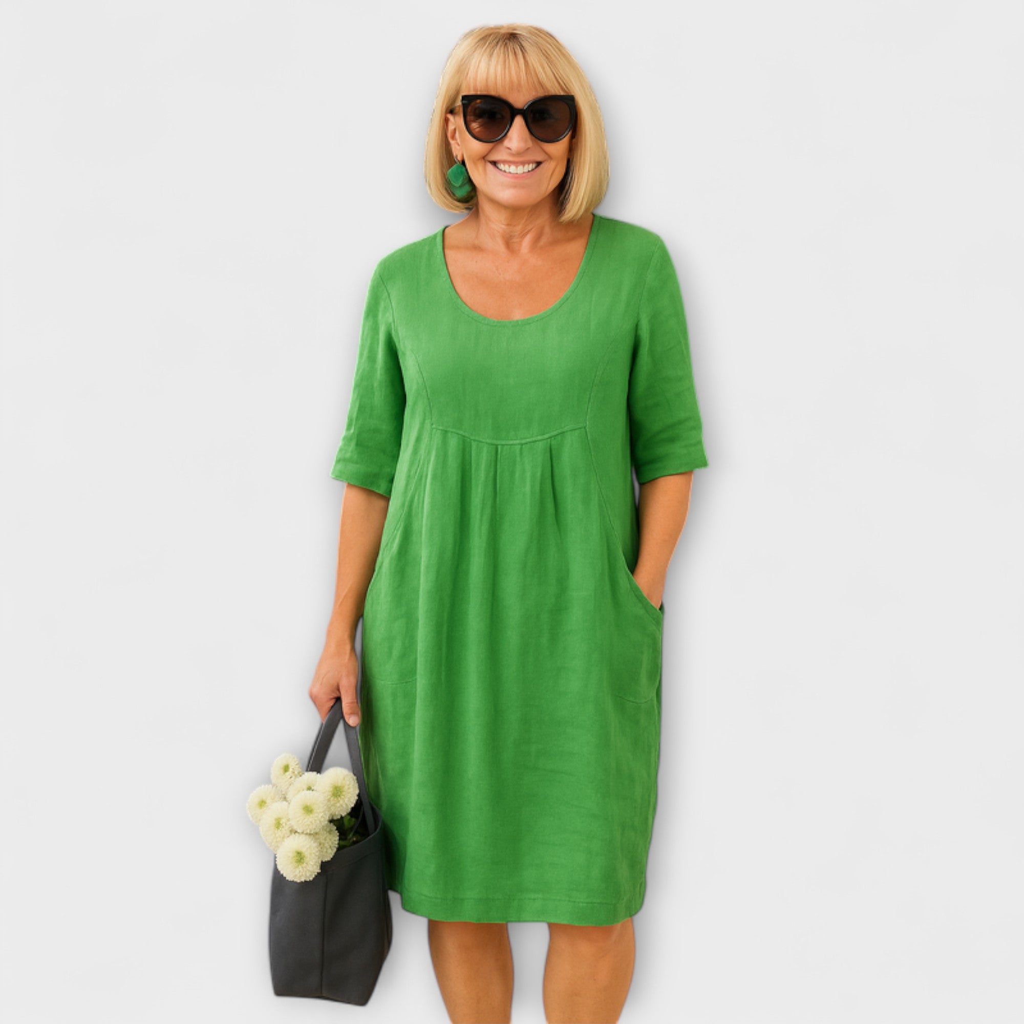 Marley - Casual Linnen Jurk met Zakken