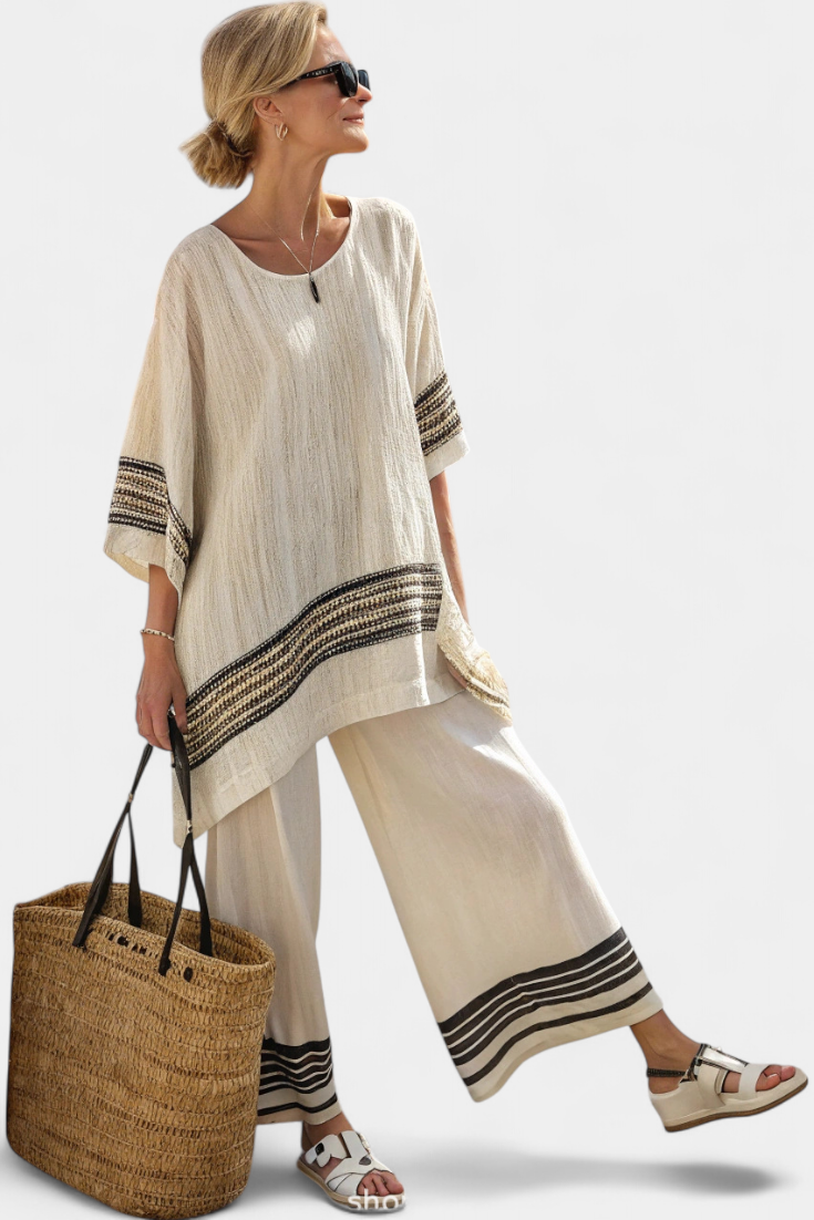 Carmen | Bamboe Linnen Streep Set
