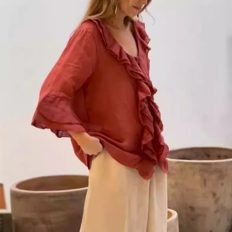 Cherry™ | Stijlvolle Rimpelblouse