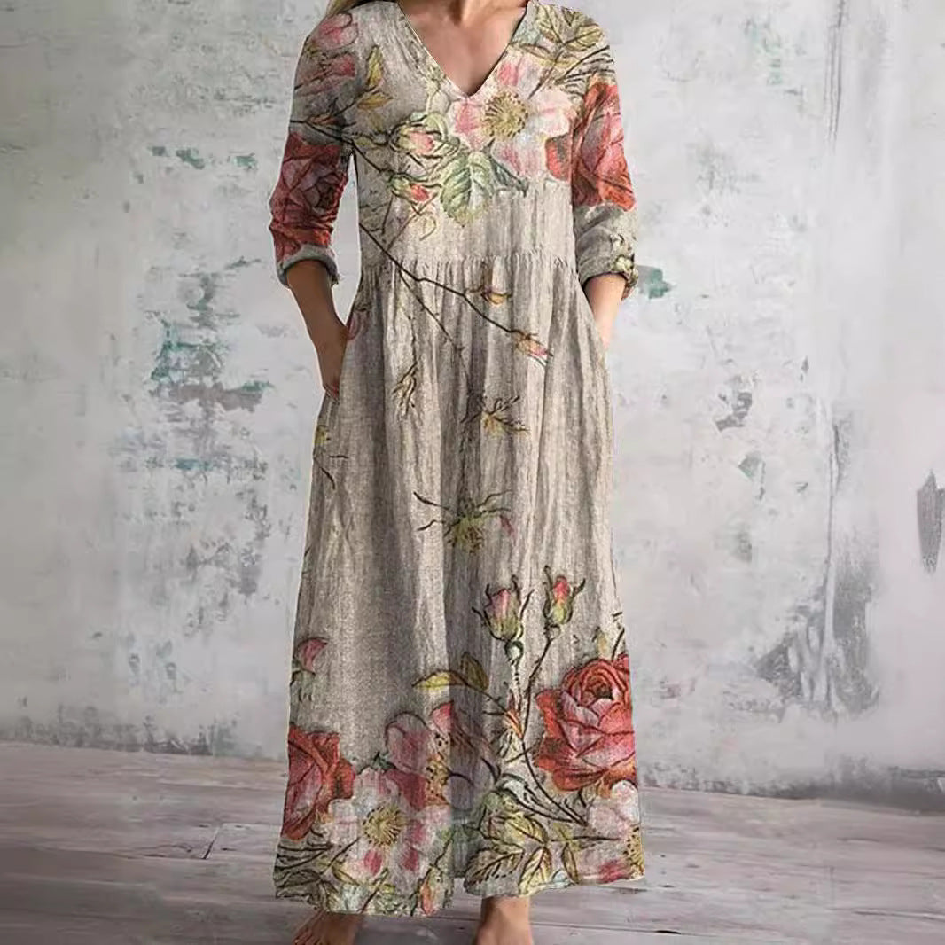 Ivory - Bloemige Boho Maxi Jurk