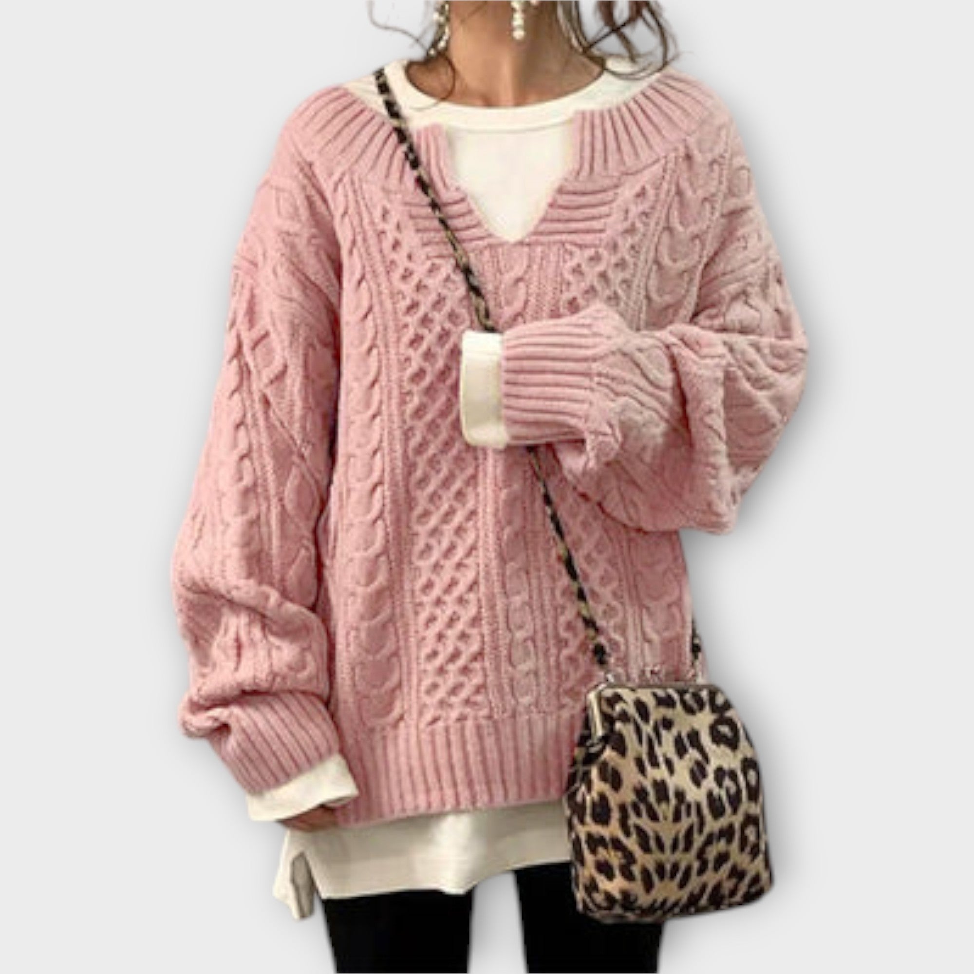 Lili - Oversized gebreide trui met kabelpatroon