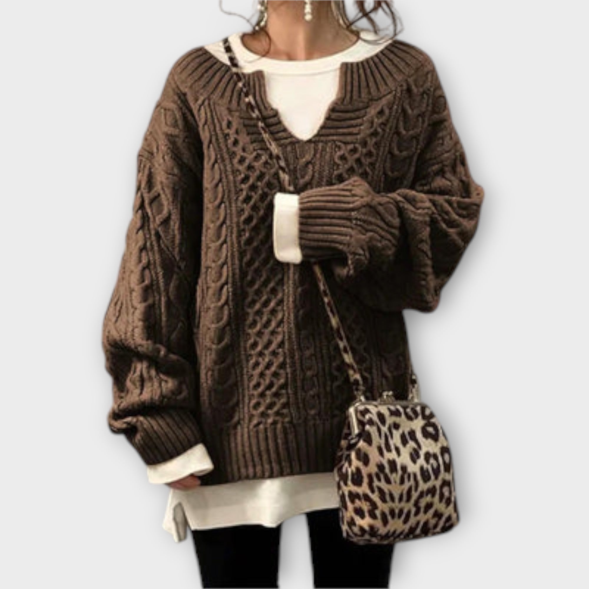 Lili - Oversized gebreide trui met kabelpatroon