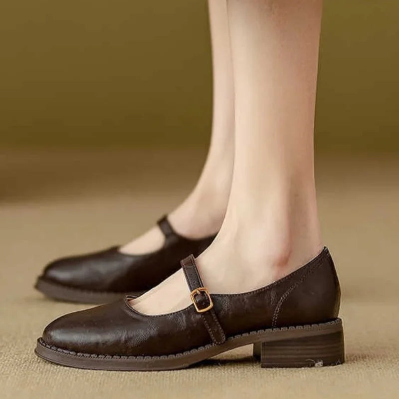 Klassieke Comfort Mary Janes Gemaakt Van Leer