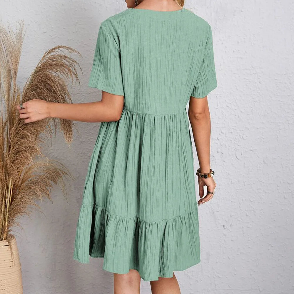 Hadley - Boho Chic Ruffle Hem Mini Jurk
