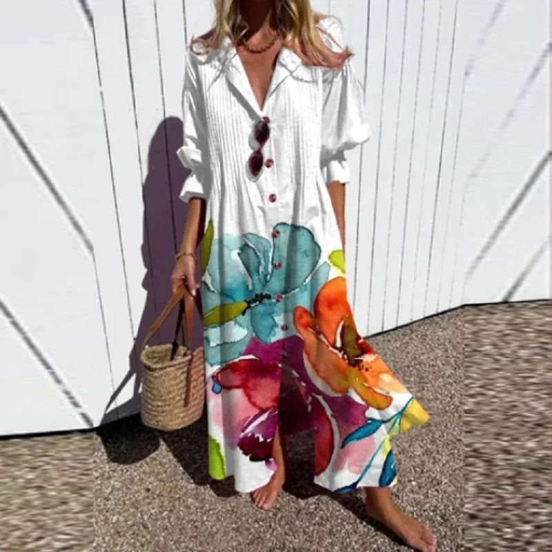 Cassidy - Boho Schoonheid Puff Sleeve Maxi Jurk