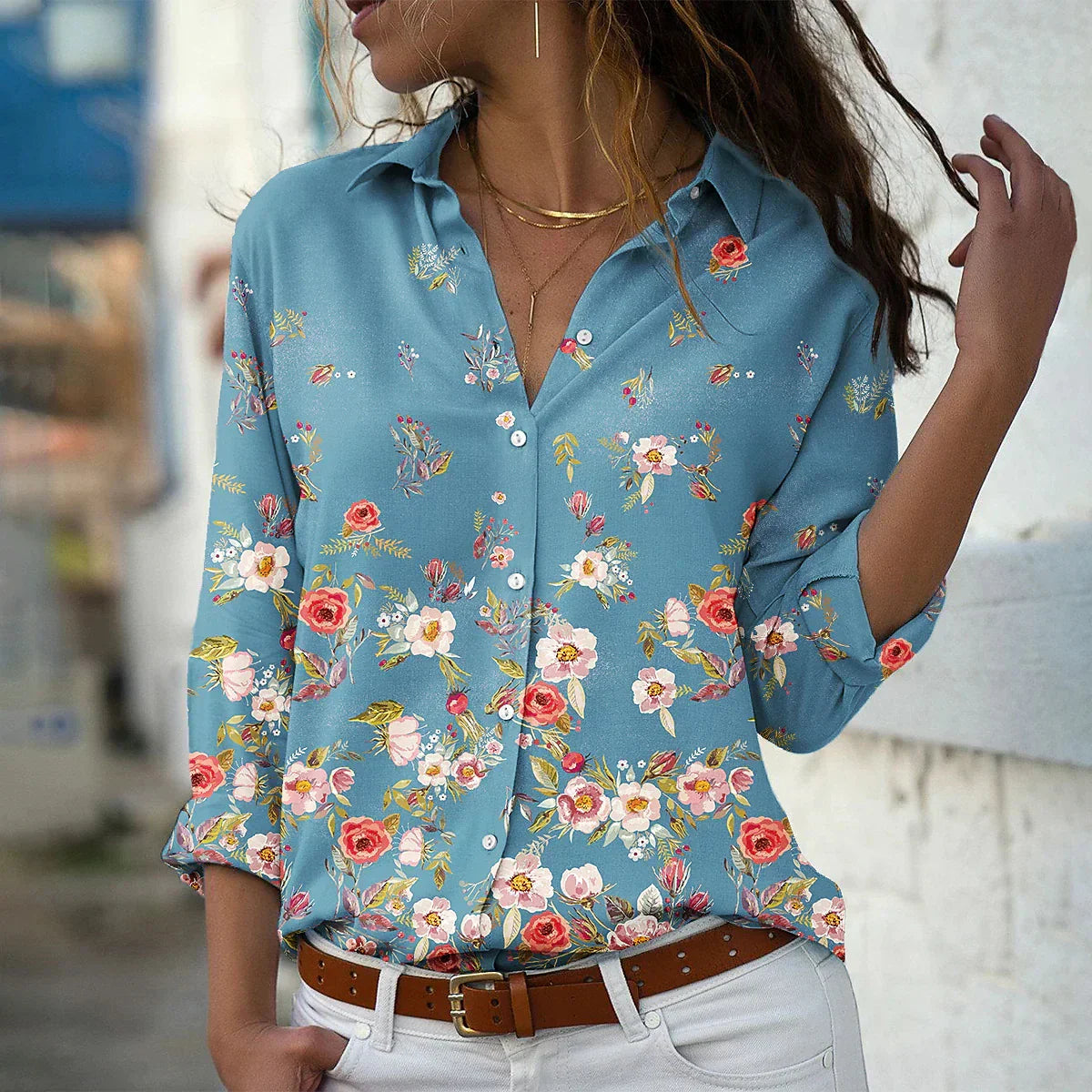 GEERTJE I MODIEUS BEDRUKTE BLOUSE