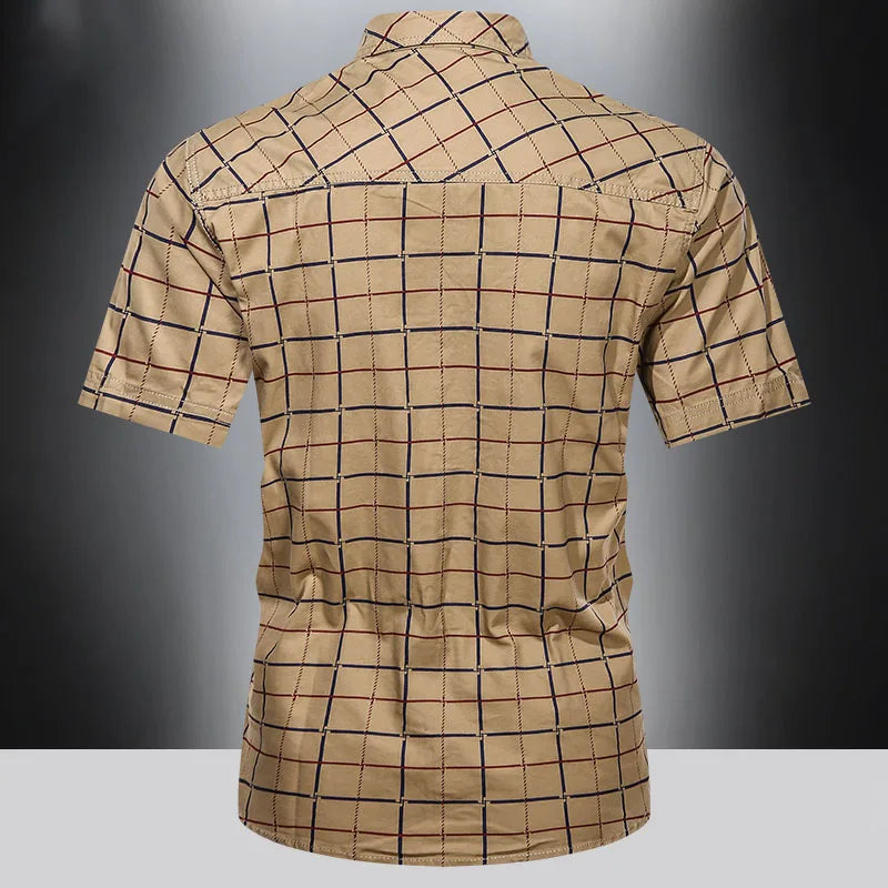 Hofman™ Elegant geruit overhemd met korte mouwen