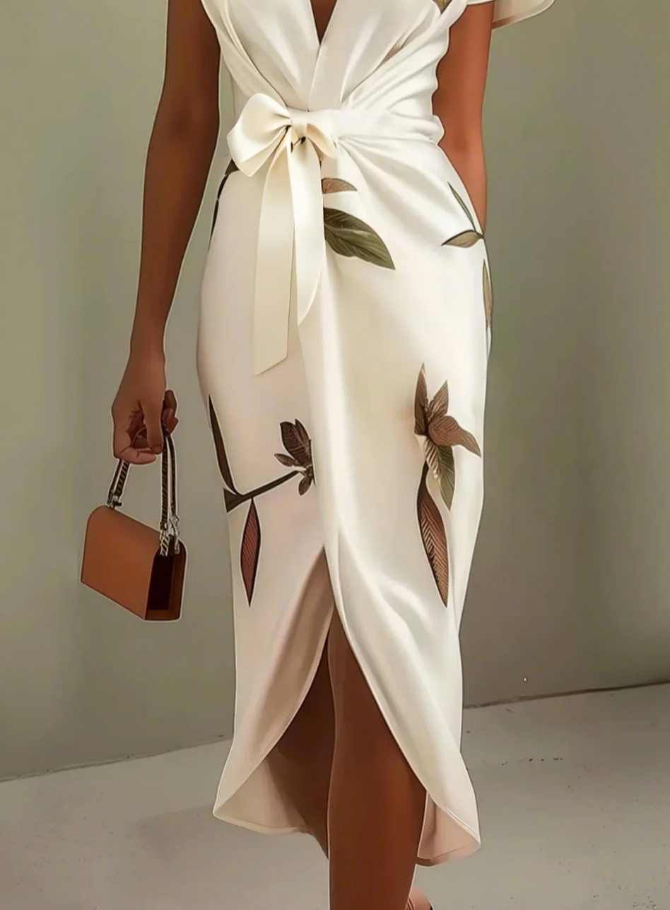 Nomi™ -Elegante Satijnen midi-jurk