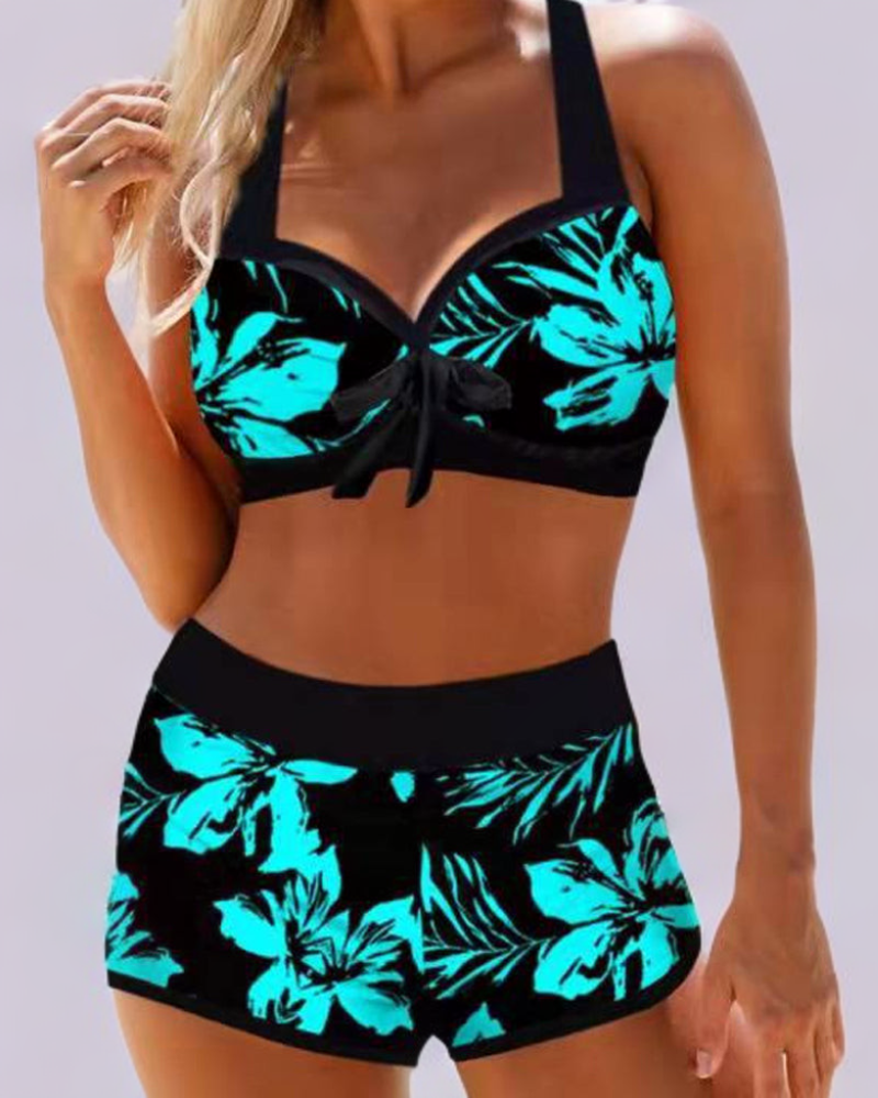 Sherrie - Hoge taille badpak met bloemenprint