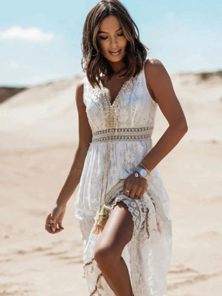 Emerson - Vintage Tassel Trekkoord Boho Jurk