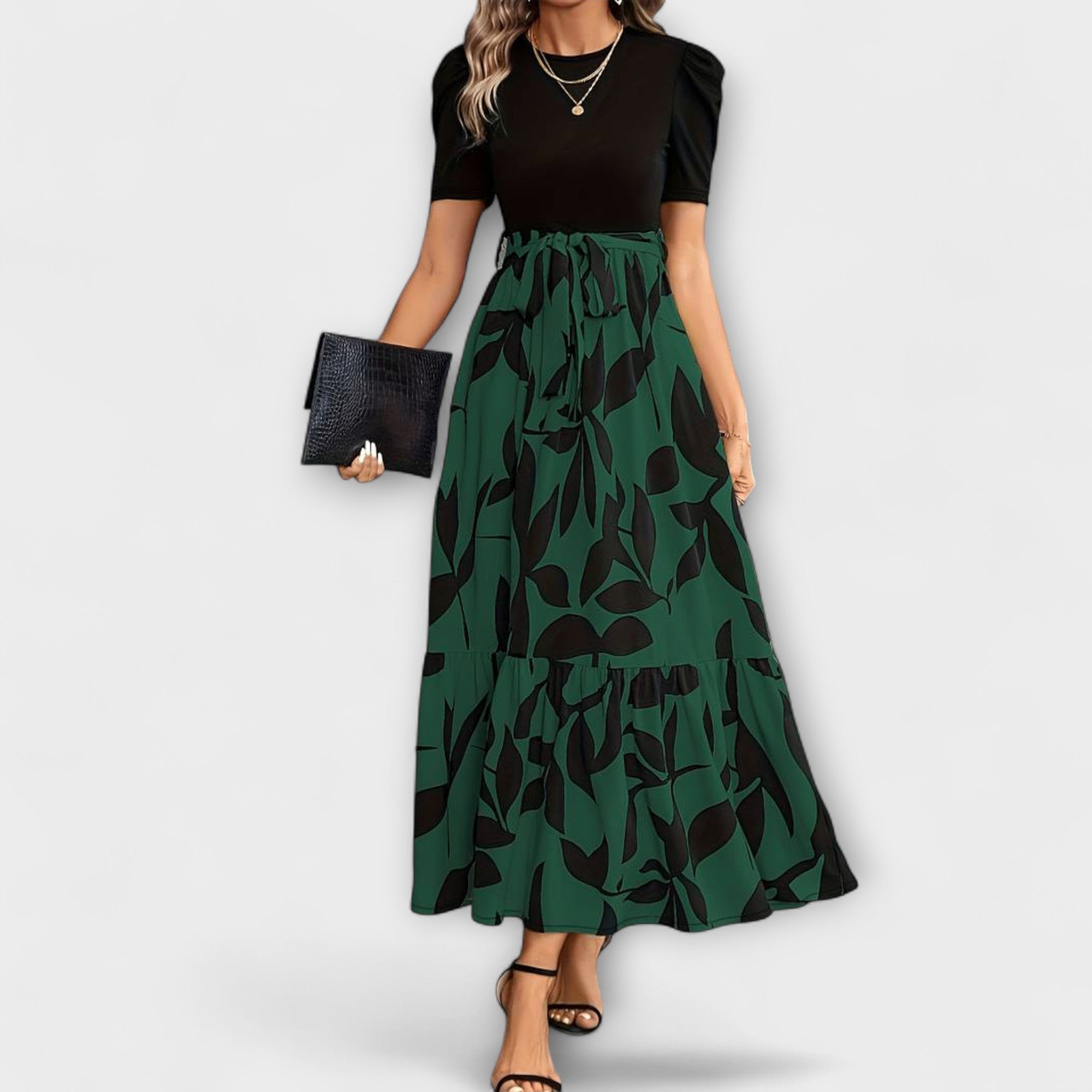 Luna - Zomerjurk met bloemenpatroon en ronde hals