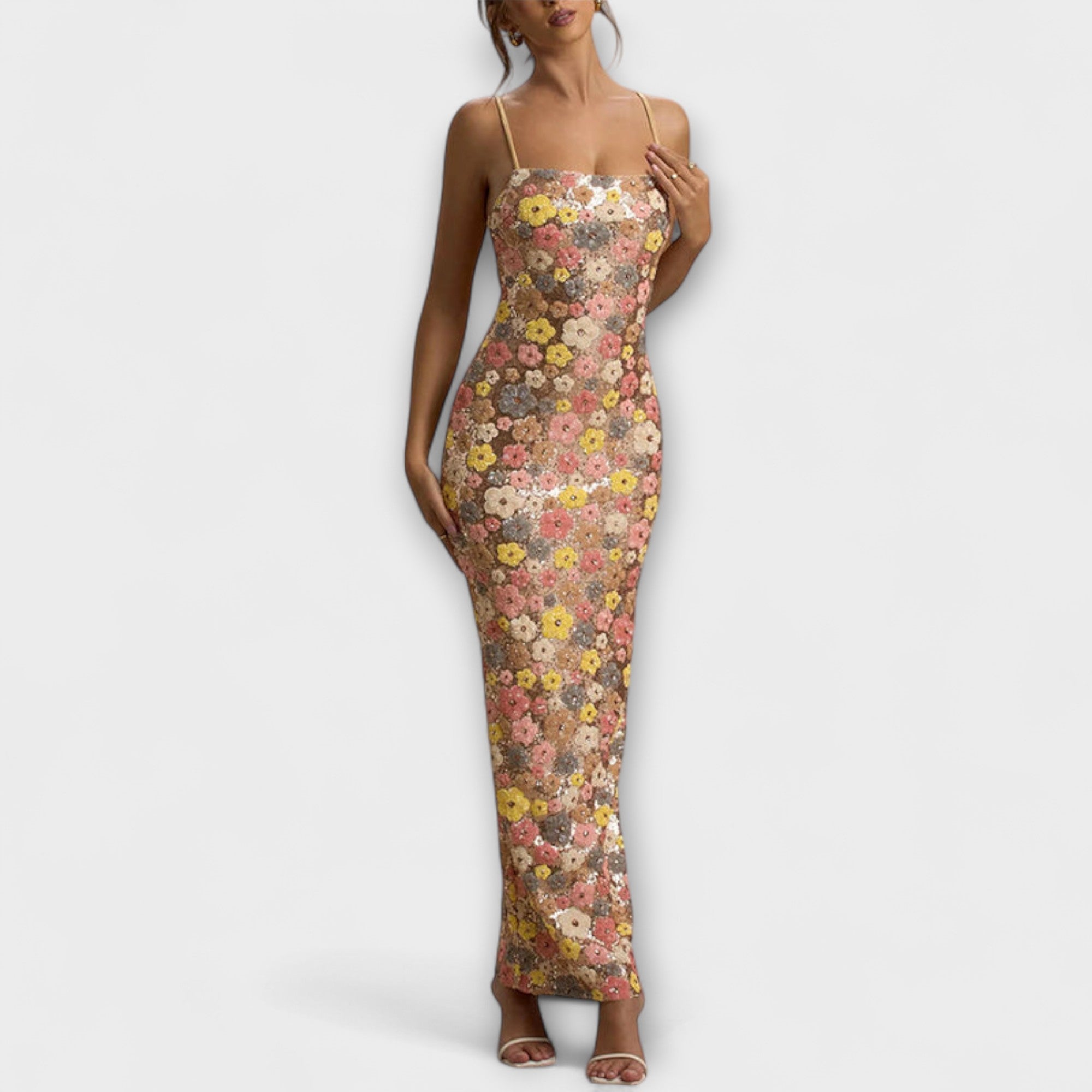 Oakley - Maxi-jurk met florale pailletten in jaren '80-stijl