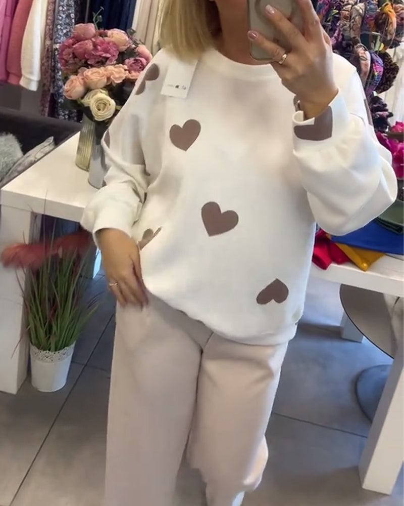 Mila – Trui in katoenmix met hartjes