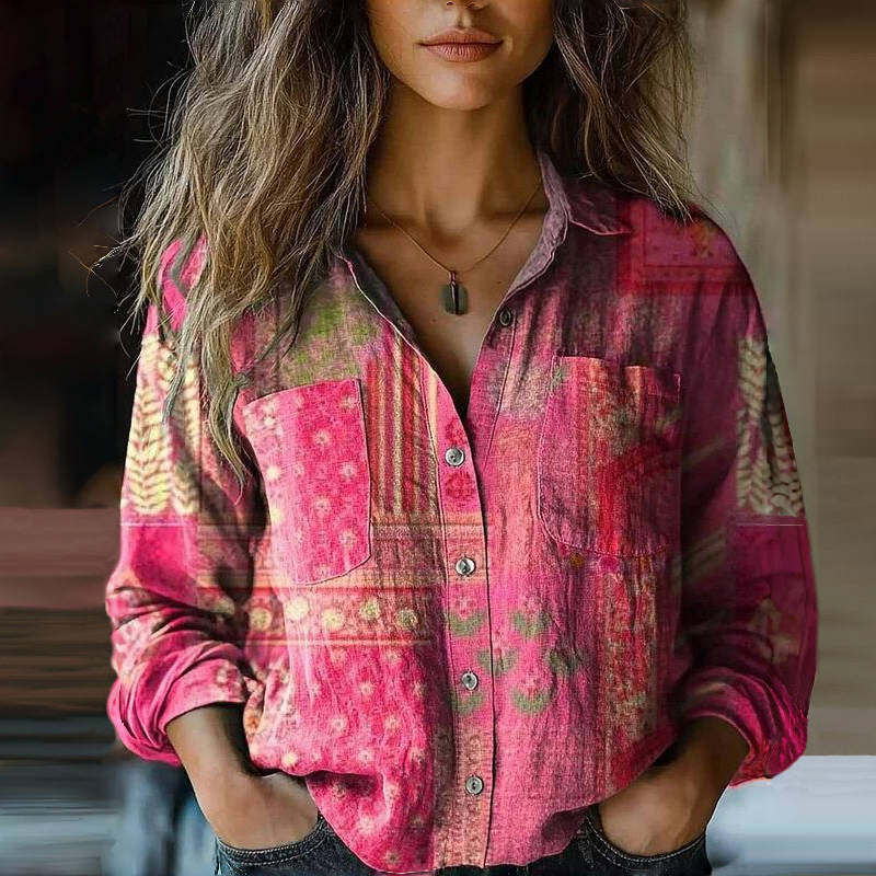 NIVES I BEDRUKTE VINTAGE-BLOUSE