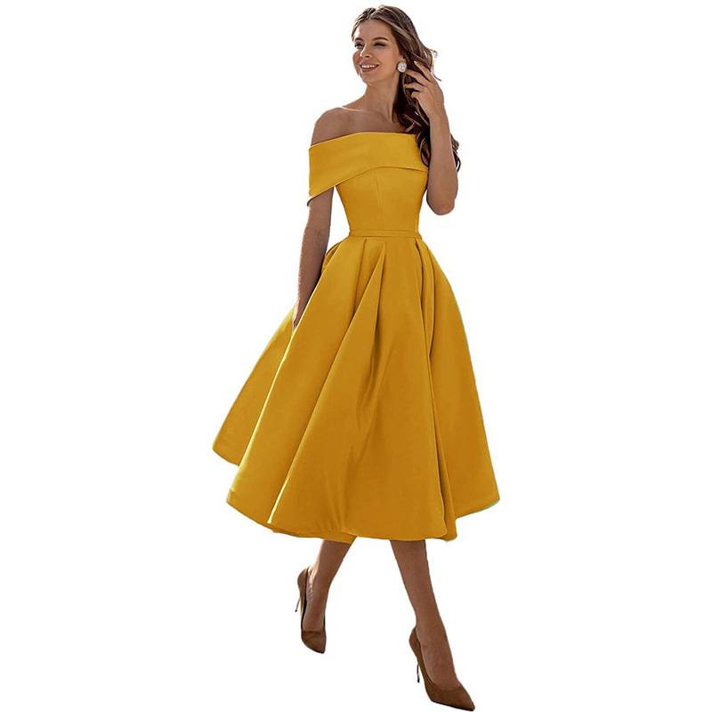 Romy - Chic Off-the-Shoulder Drapé Maxikleed