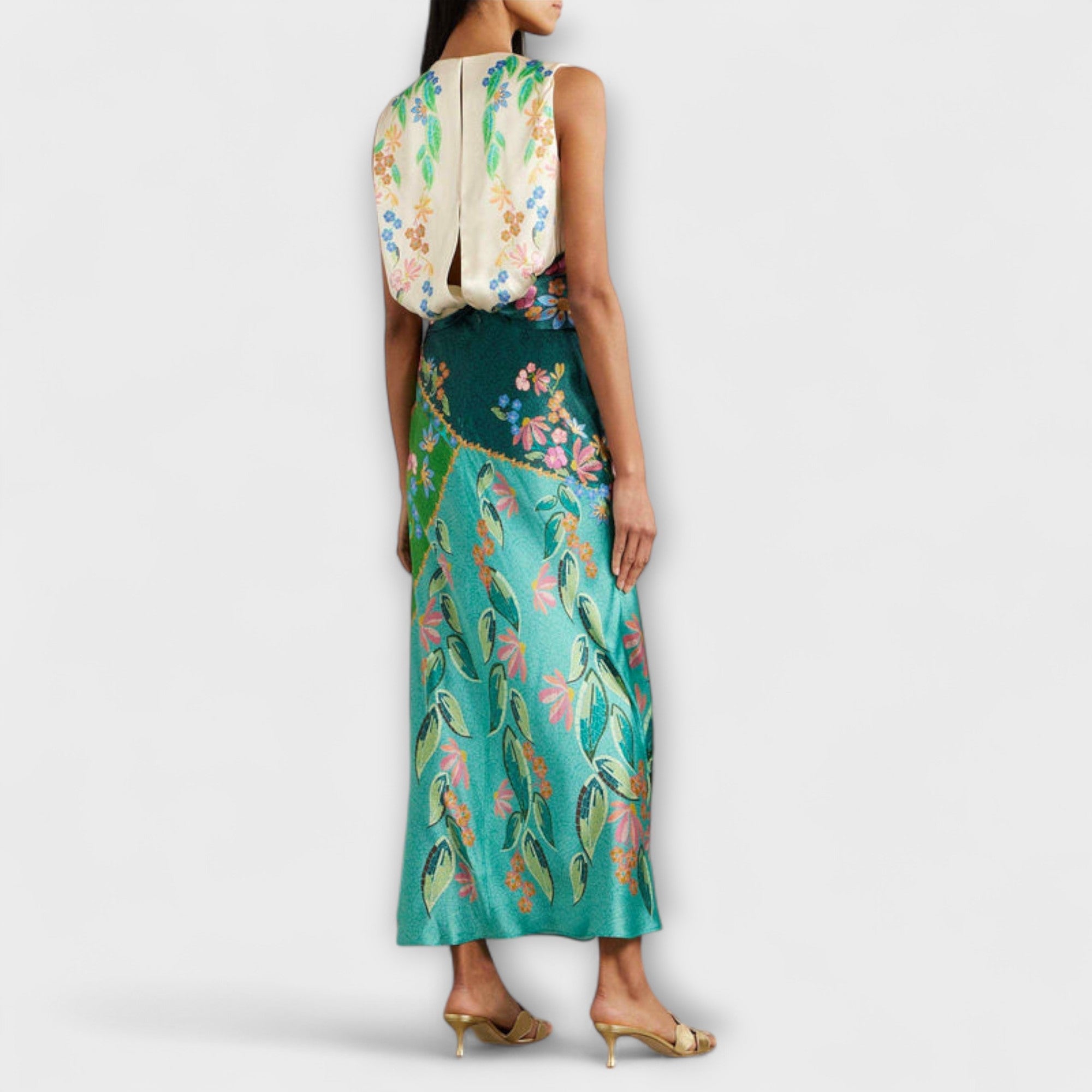 Aisling - Elegante Gedraaide Drapé Bloemen Maxijurk