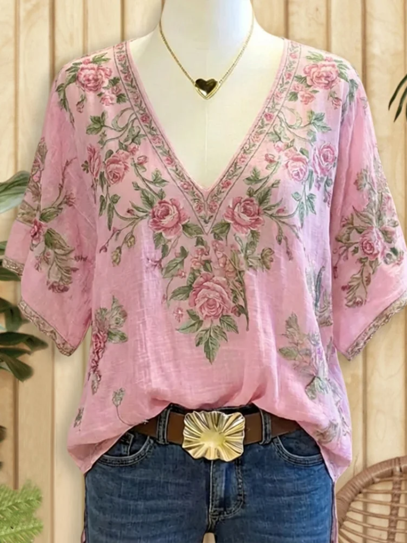 Sara – Blus med V-hals