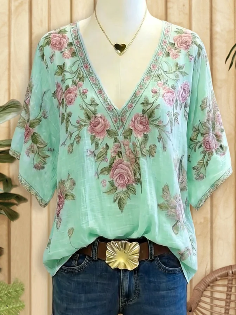 Sara – Blus med V-hals