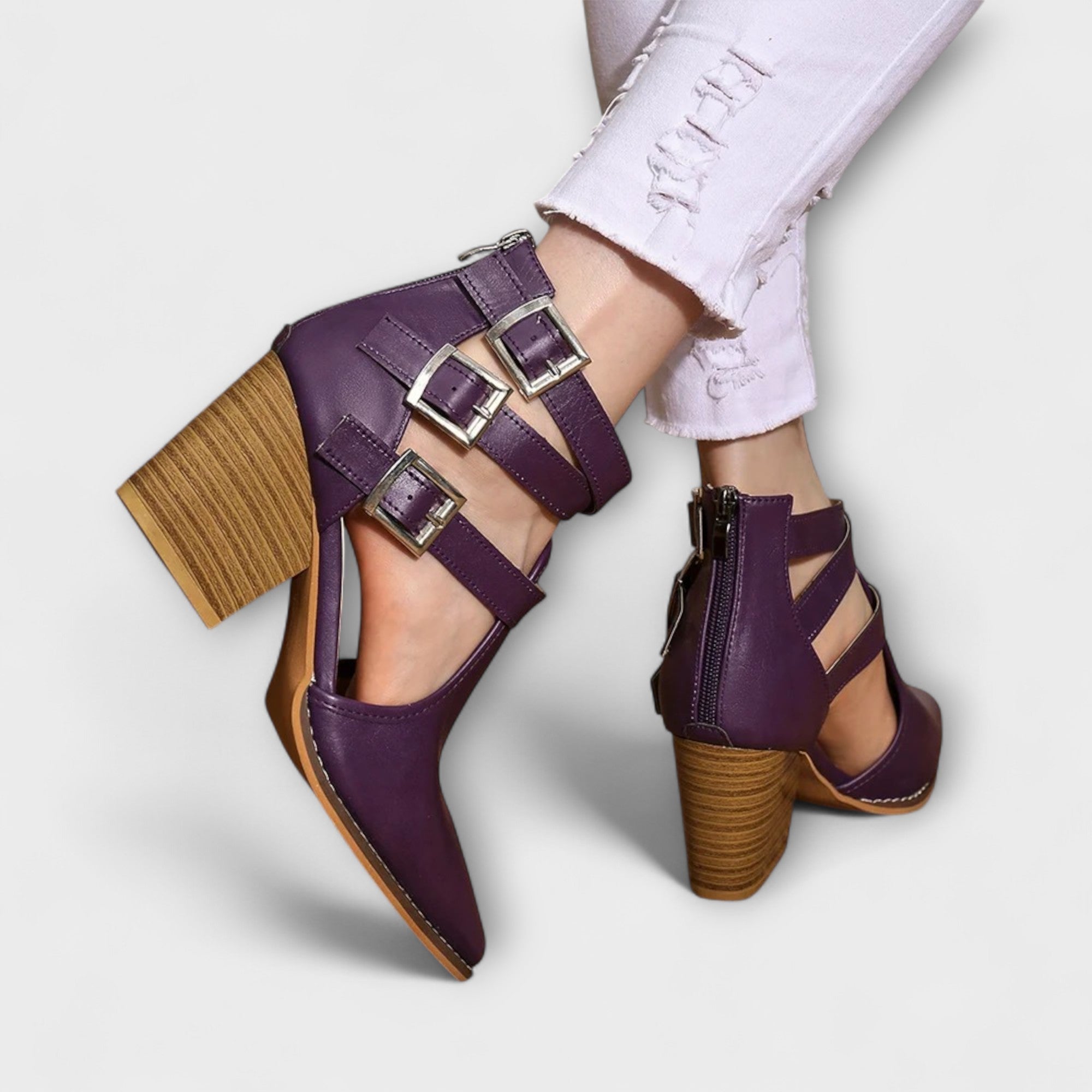 Linda - Kleurrijke Chunky Heels met Kruisband
