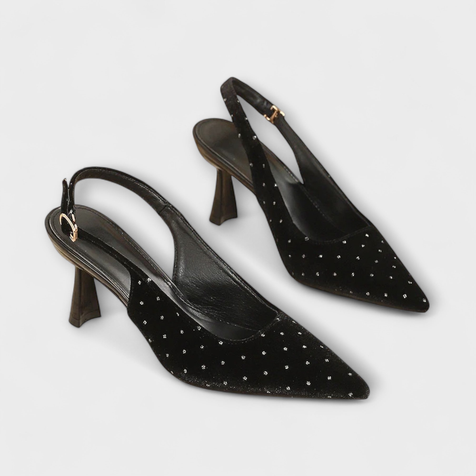 Katherine - Met strassstenen bezette spitse slingback-stiletto-hakken