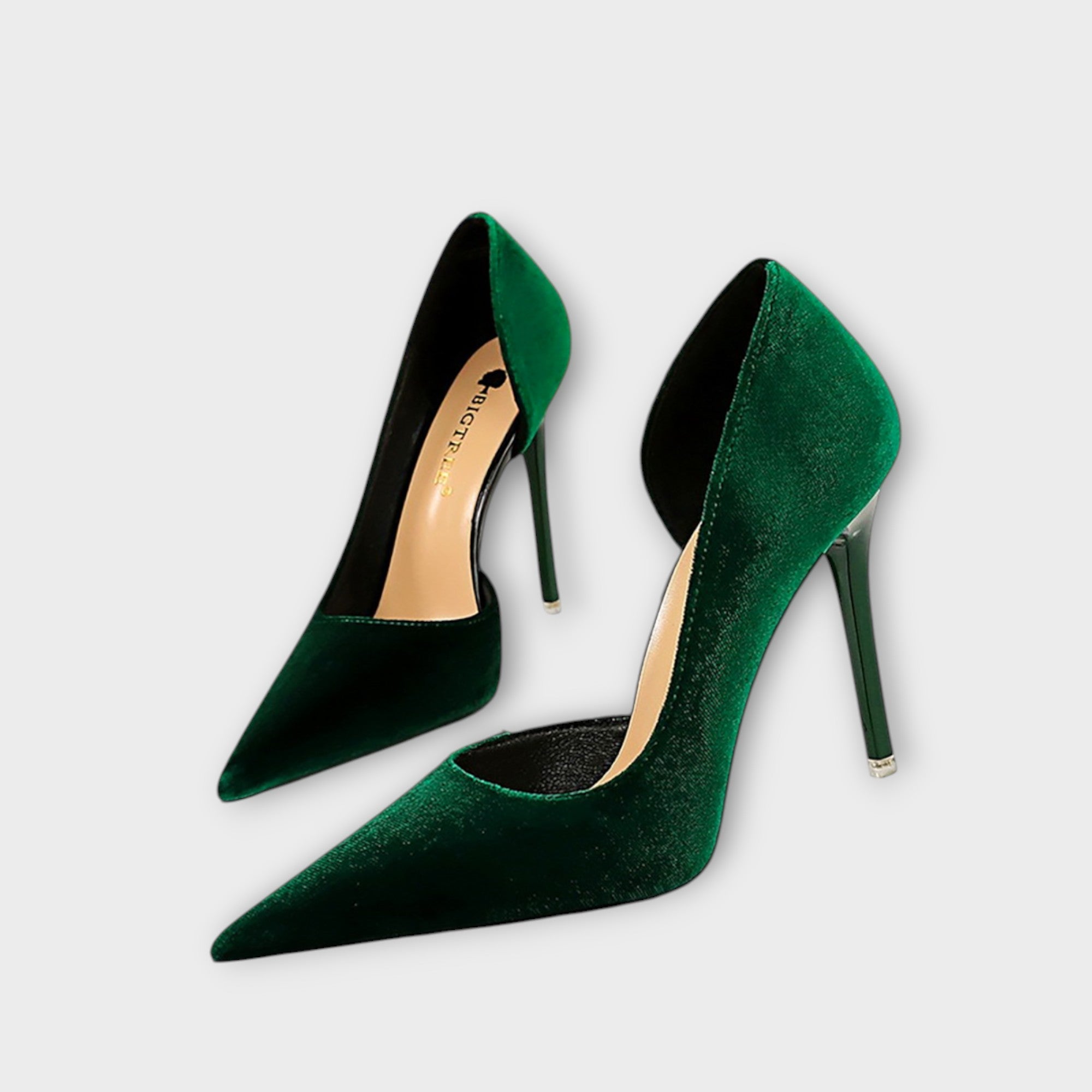 Bella - Groene Fluwelen Stiletto-hakken