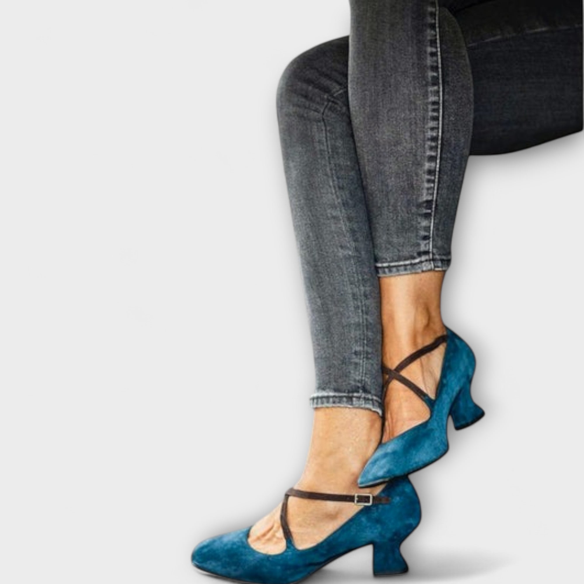 Kathleen - Blauwe chunky hakken
