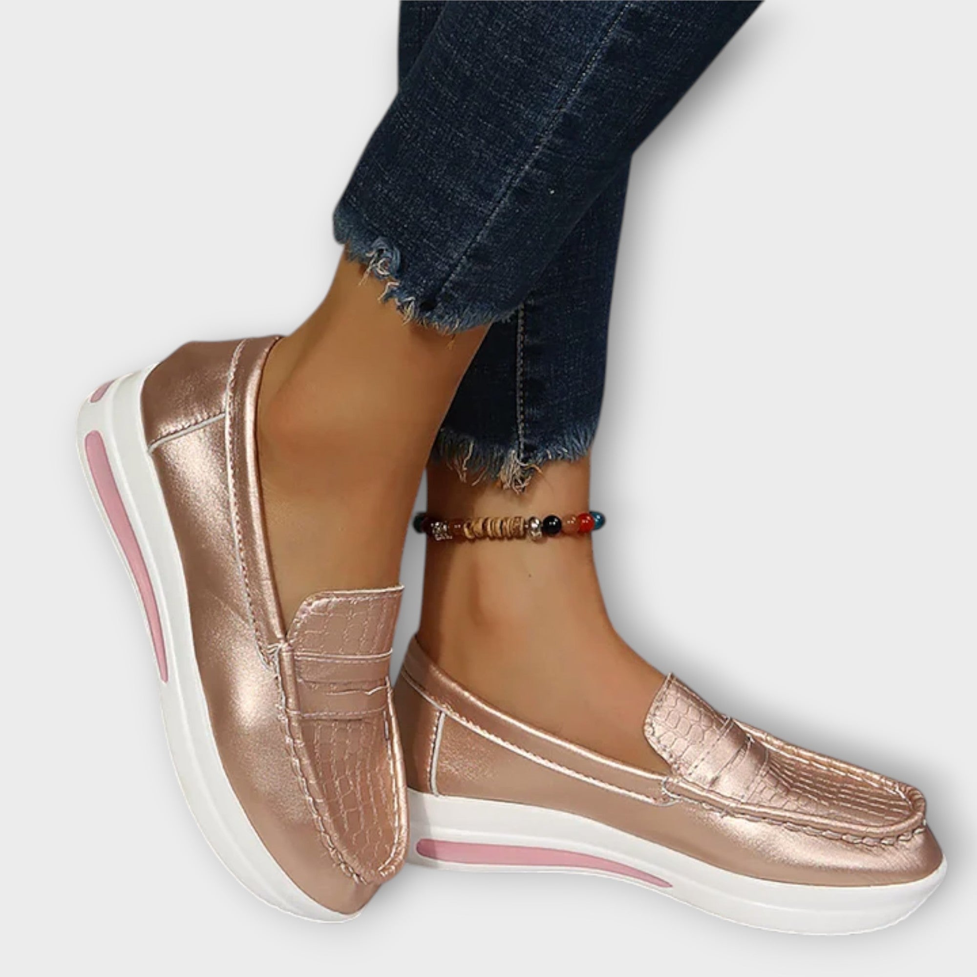 Anna - Bedrukte Naad Lage Slippers