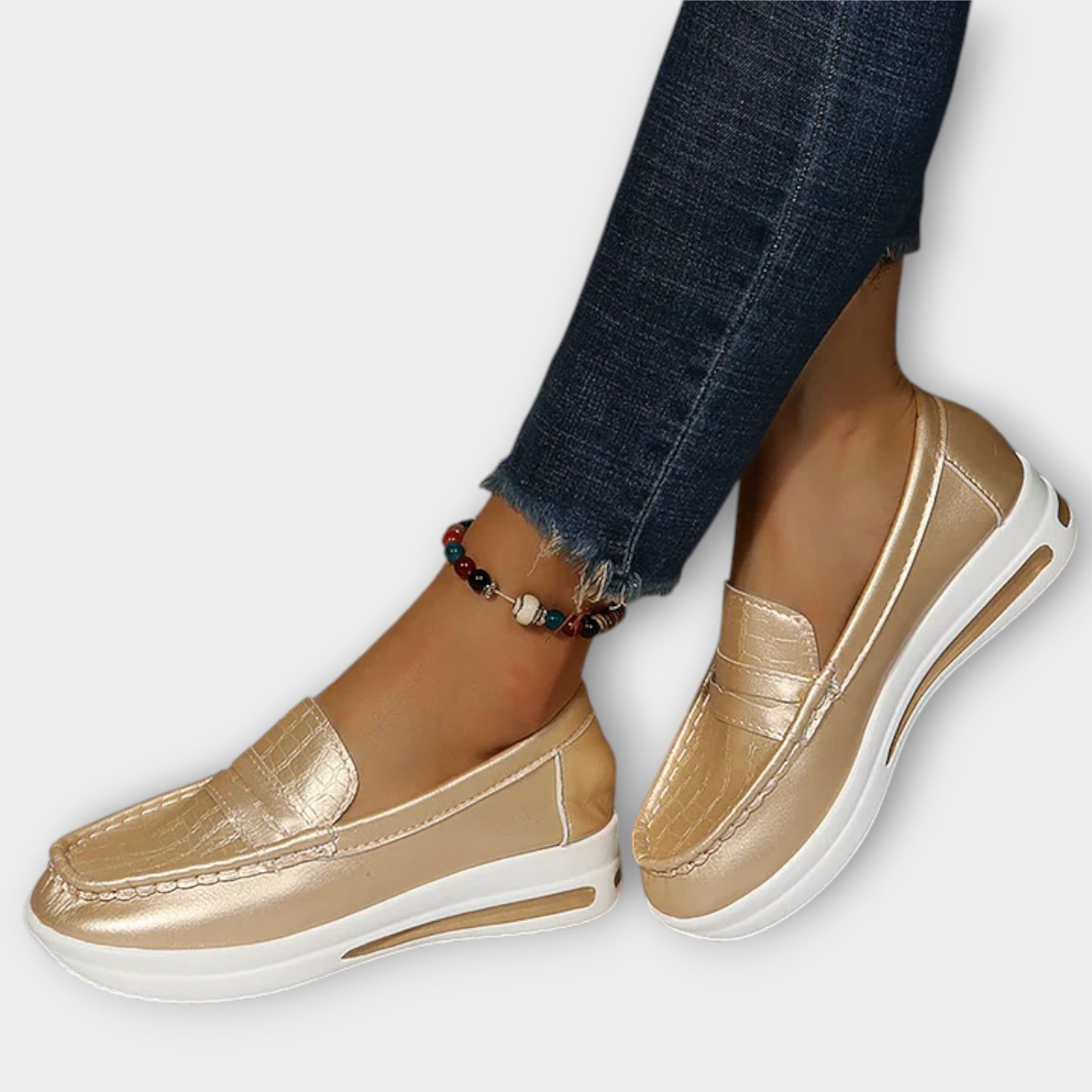 Anna - Bedrukte Naad Lage Slippers
