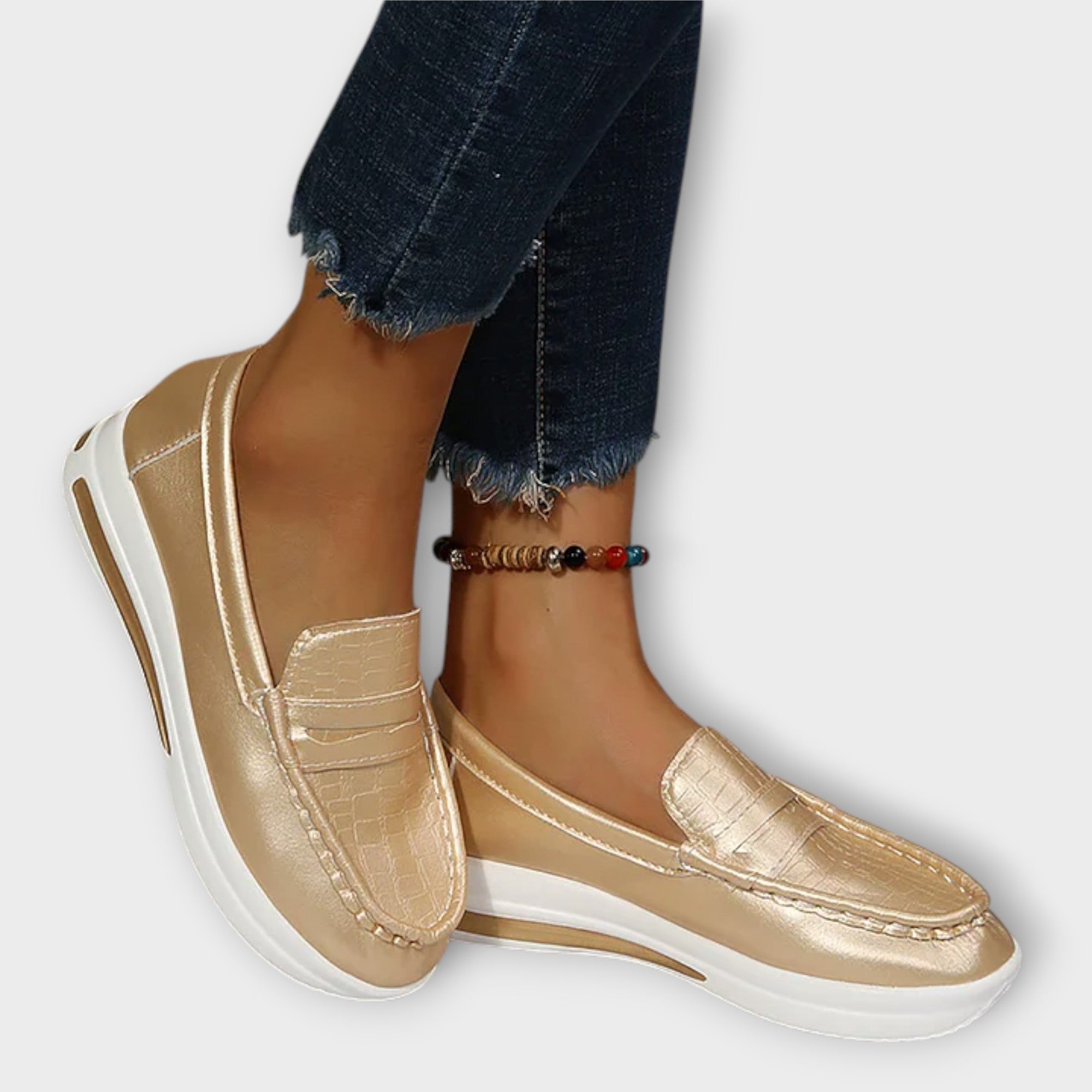 Anna - Bedrukte Naad Lage Slippers
