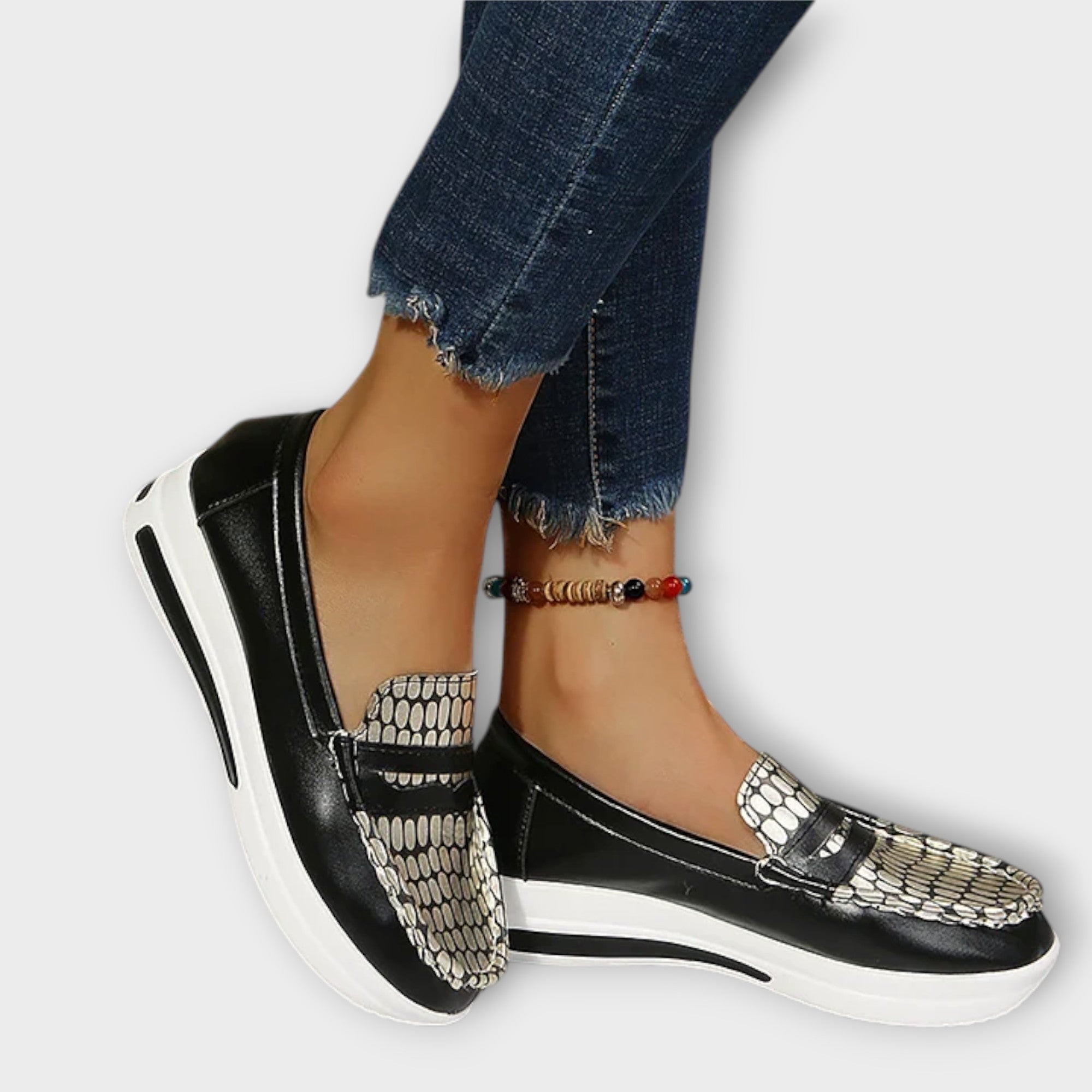 Anna - Bedrukte Naad Lage Slippers