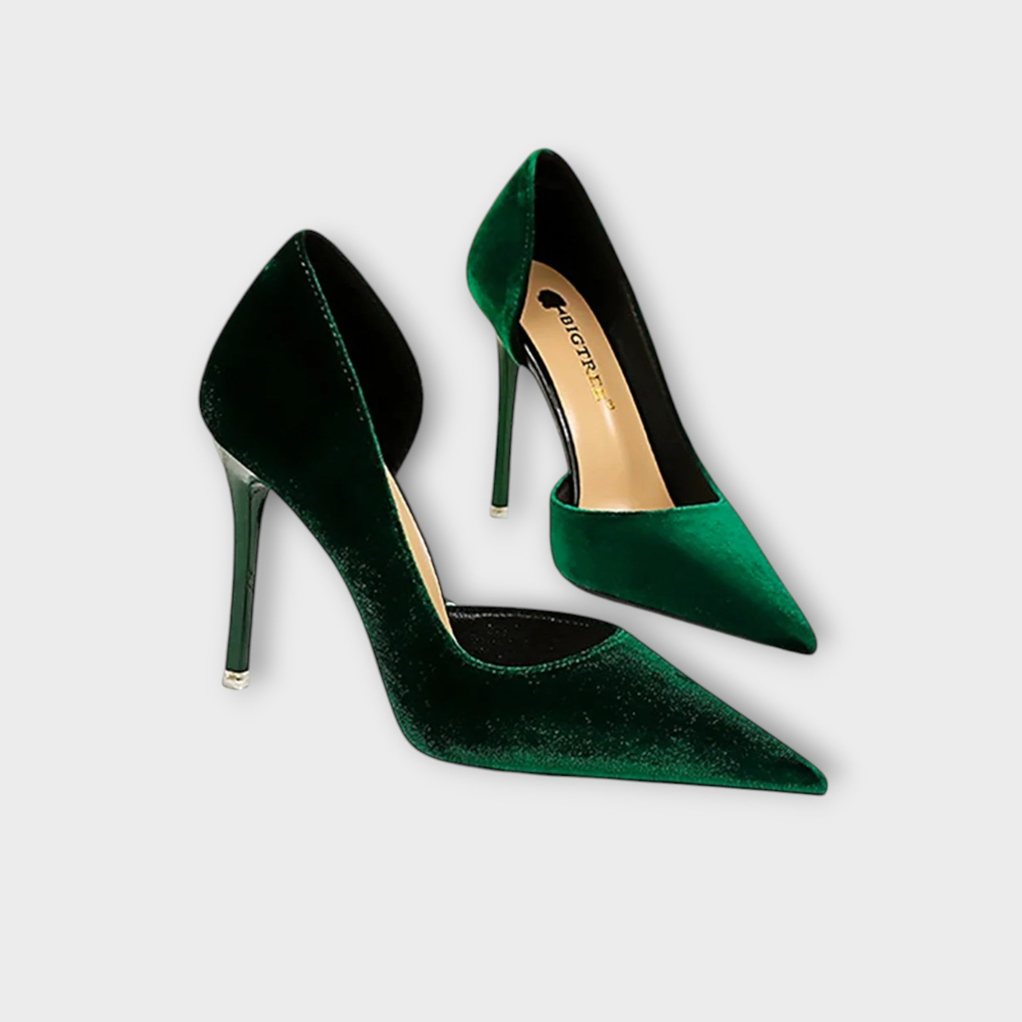 Bella - Groene Fluwelen Stiletto-hakken