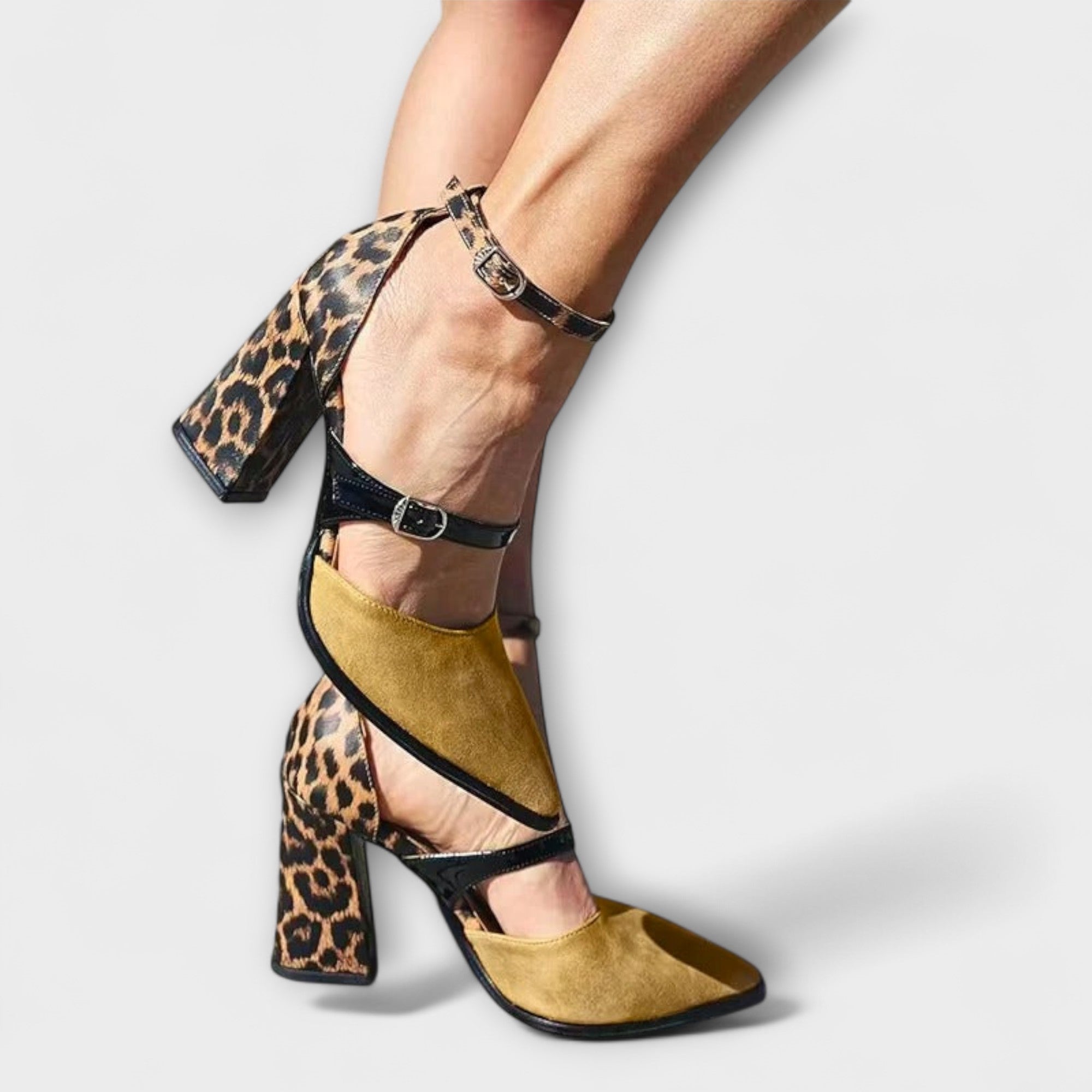 Claire - Leopardenpatroon Blokhak Schoenen