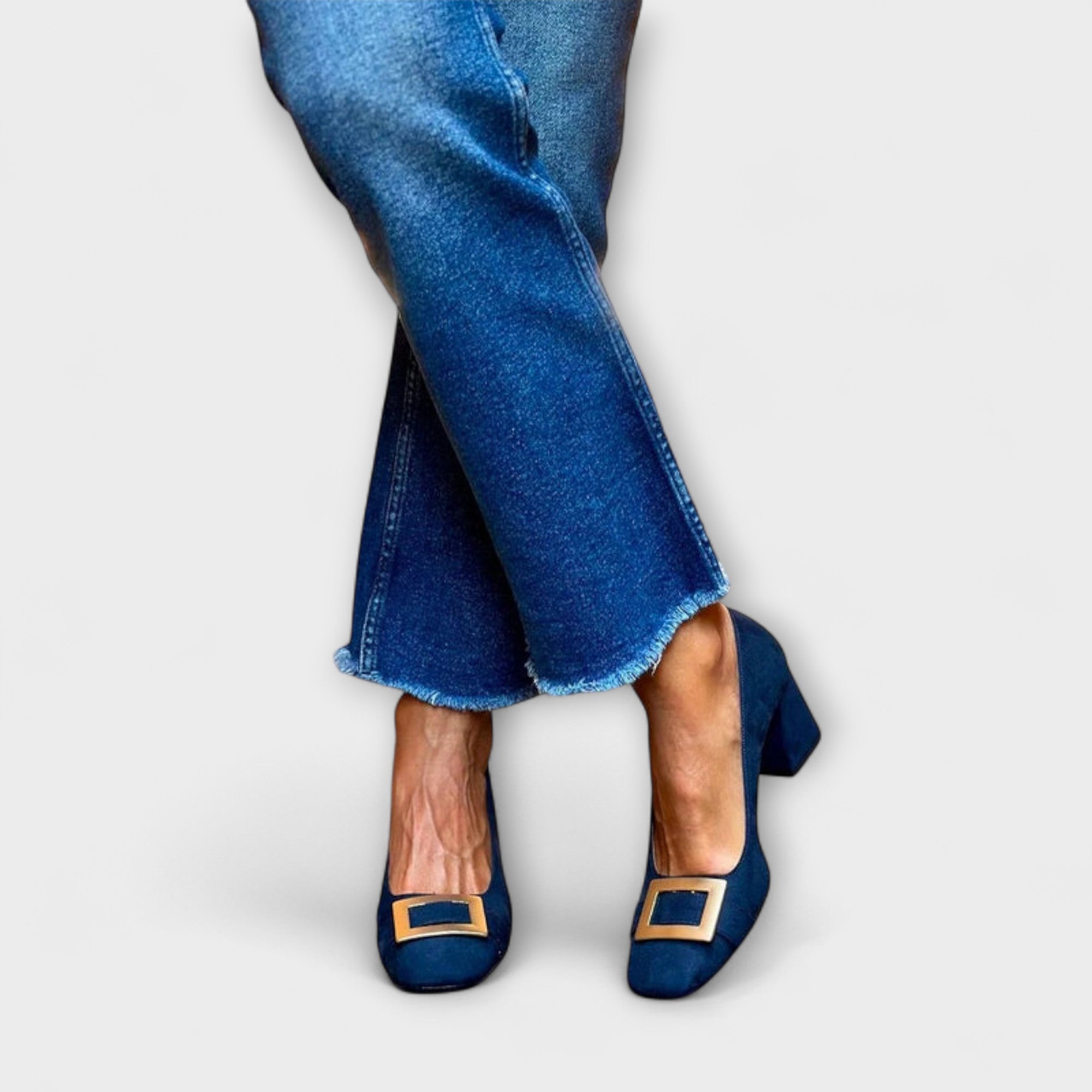 Karen - Chunky marineblauwe hakken