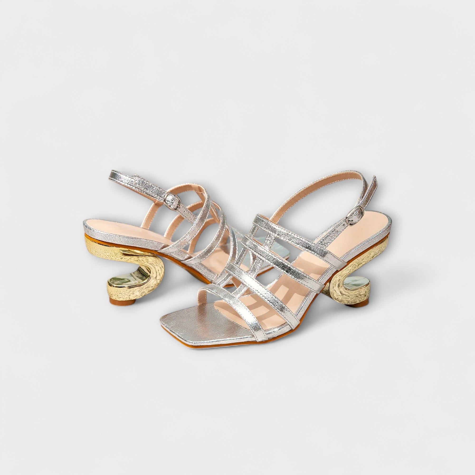 Nicole - Metallic glanzende slingback sandalen