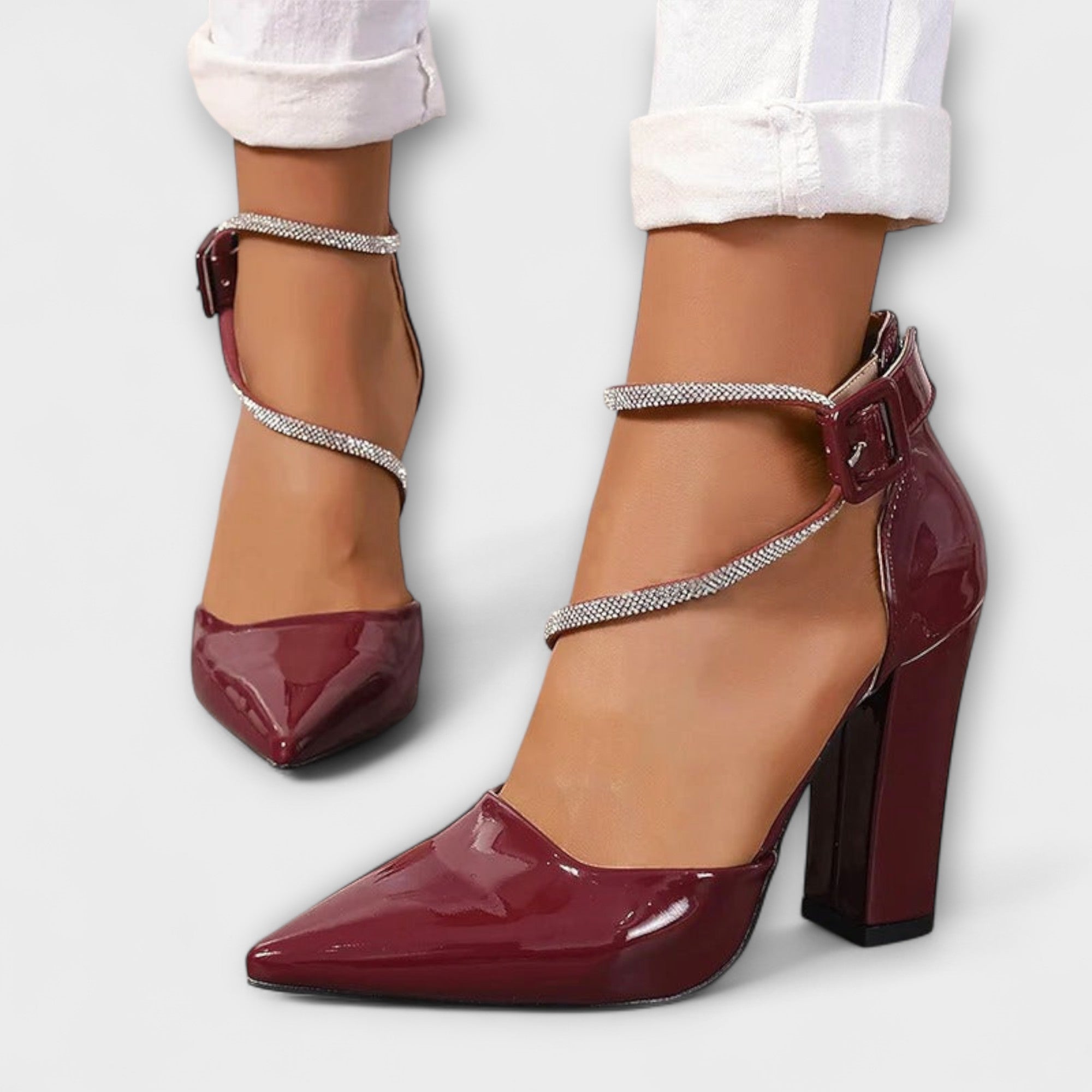 Felicity - Glanzende Strassstenen Chunky Hakken