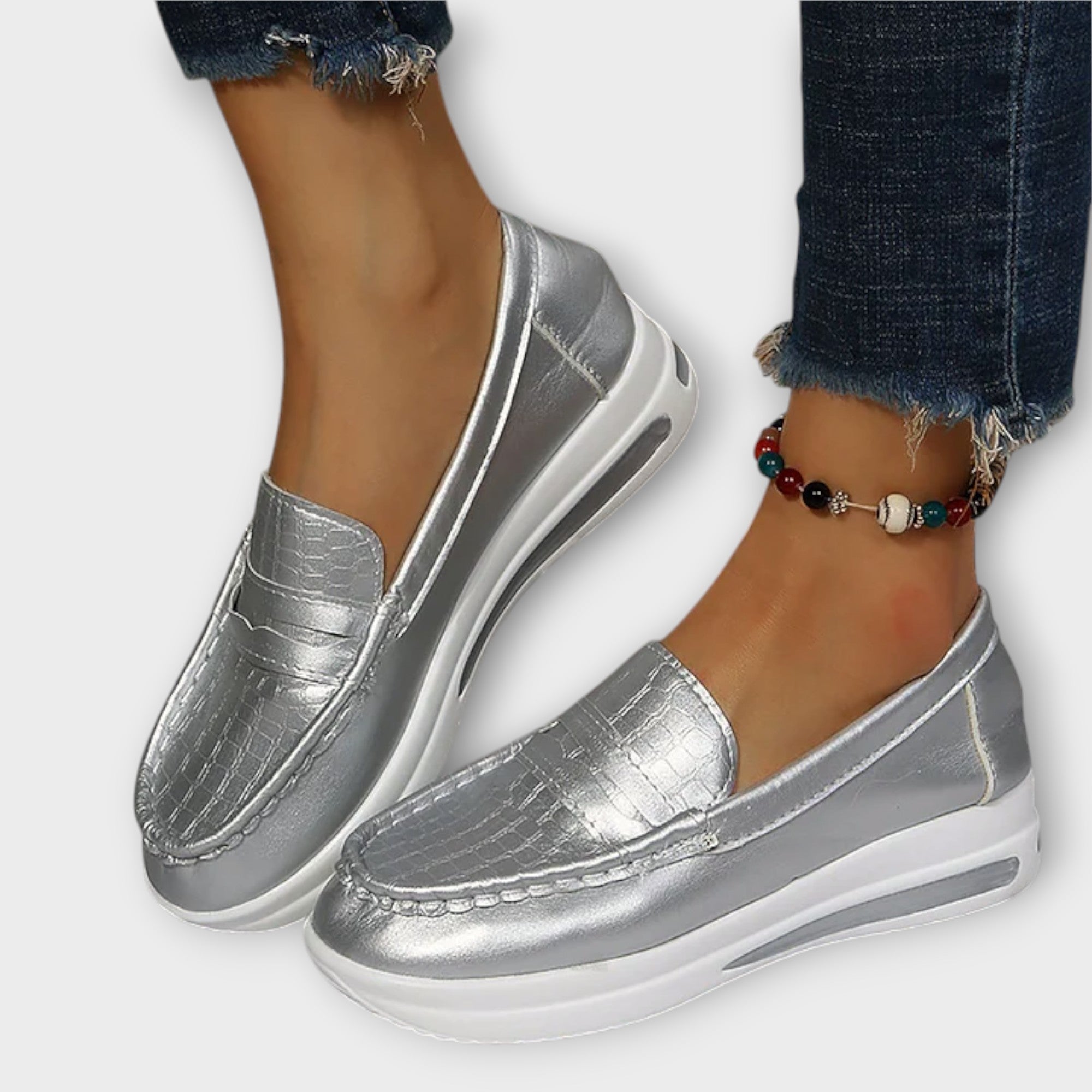 Anna - Bedrukte Naad Lage Slippers