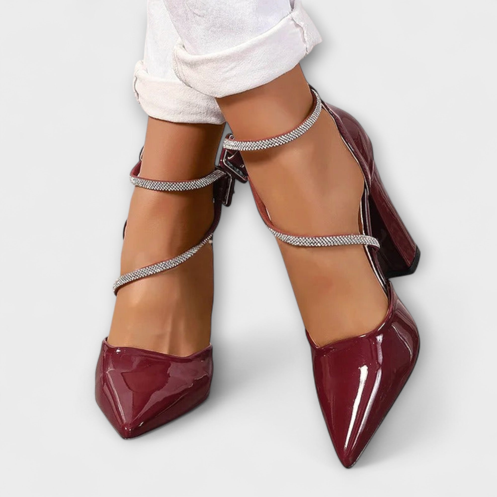 Felicity - Glanzende Strassstenen Chunky Hakken