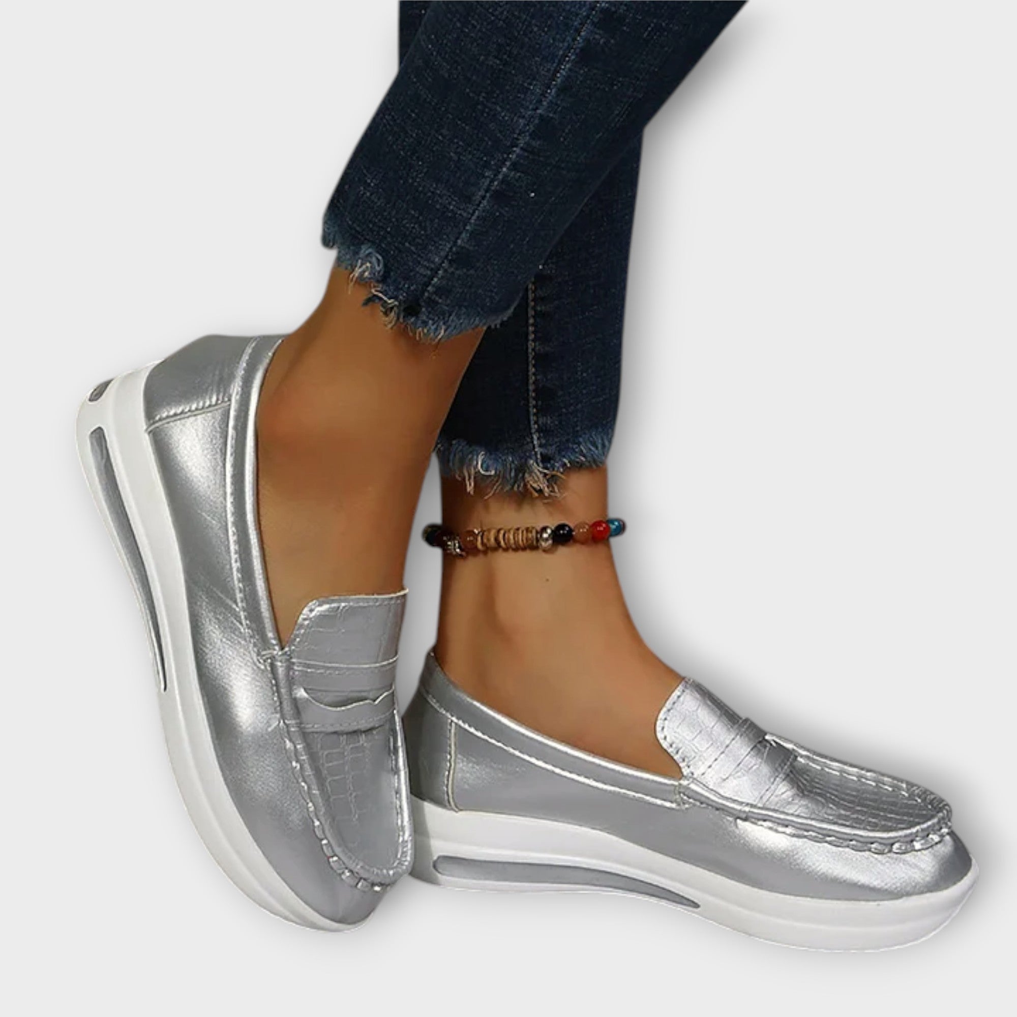 Anna - Bedrukte Naad Lage Slippers