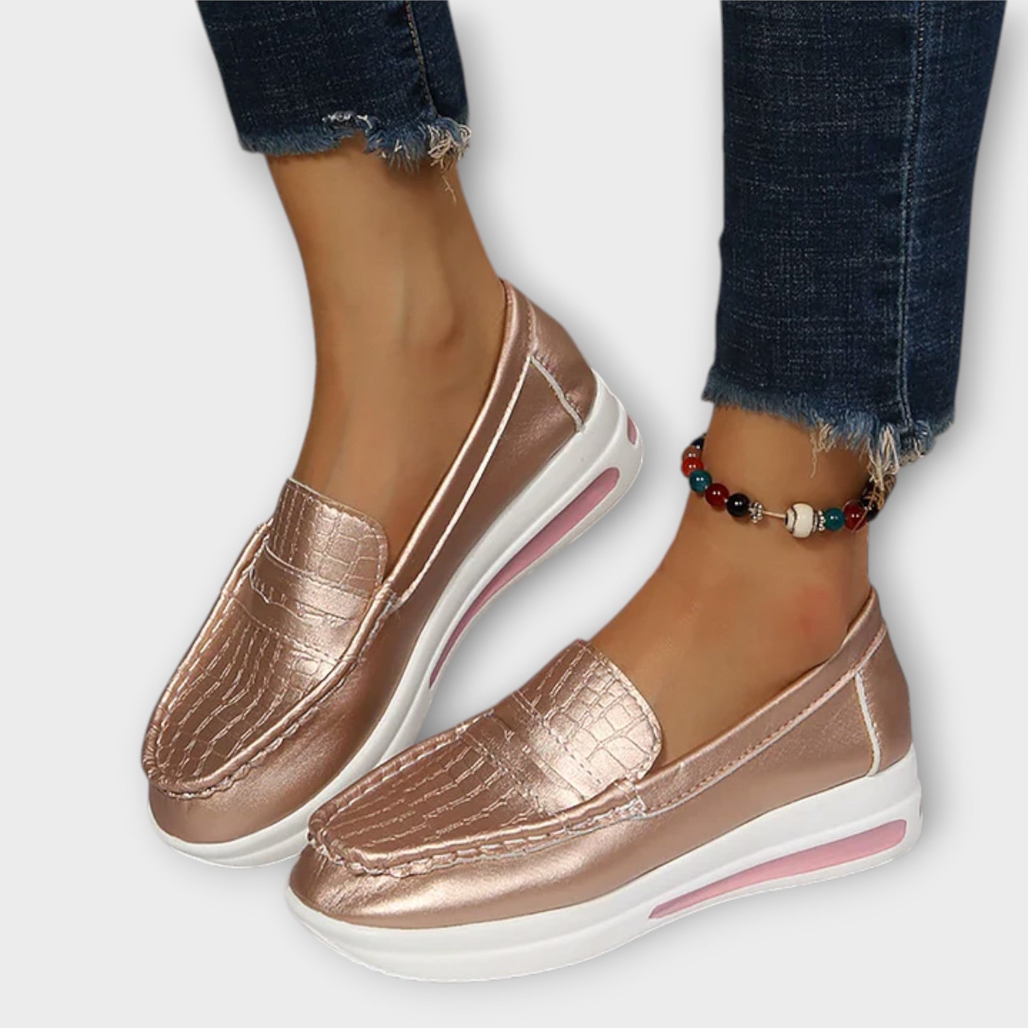 Anna - Bedrukte Naad Lage Slippers