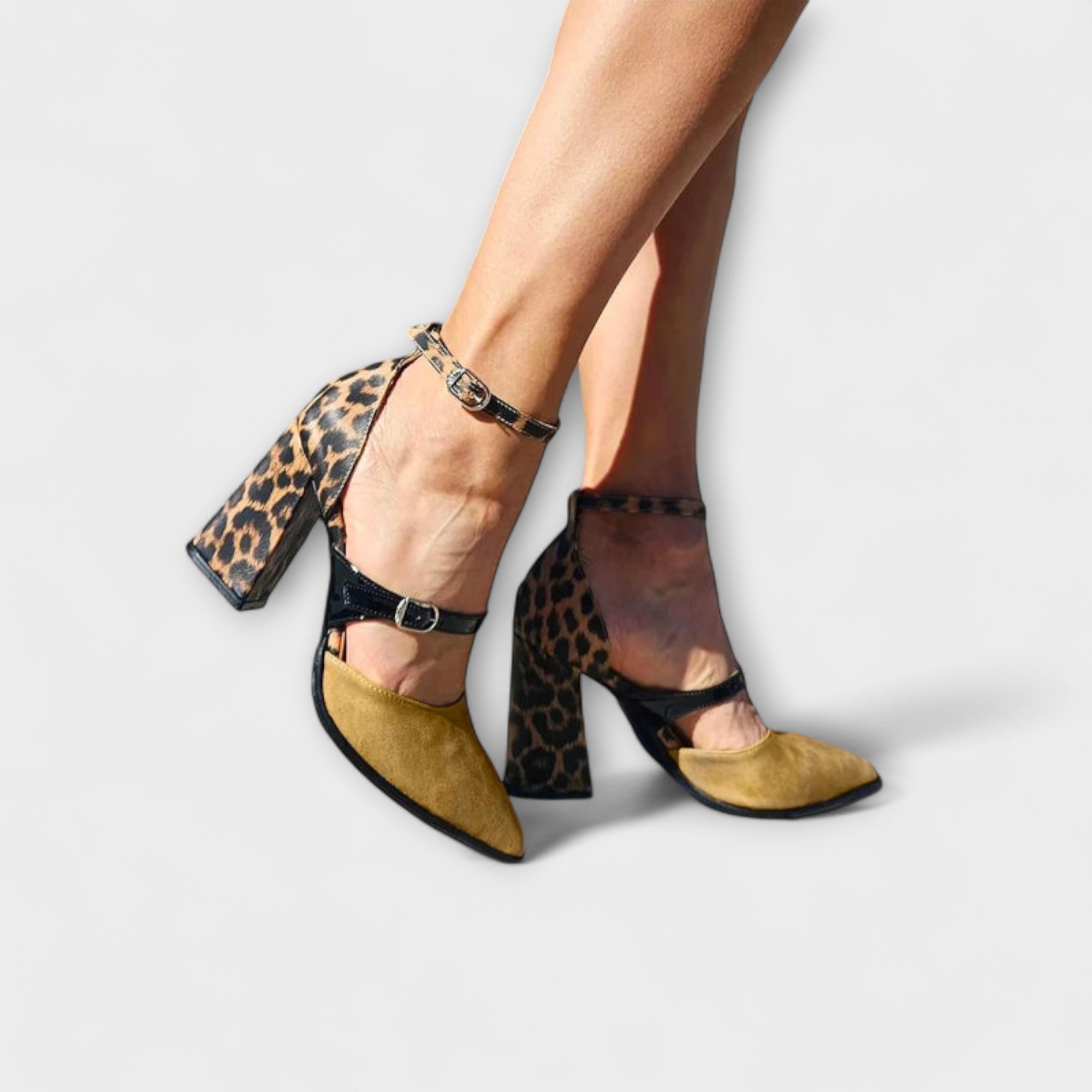 Claire - Leopardenpatroon Blokhak Schoenen